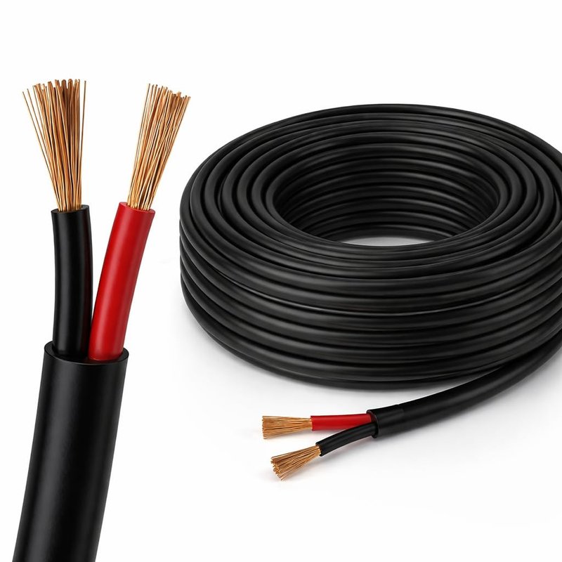 BMF DIRECT Automotive Round Twin 2 Core Cable 12V/24V Thin Wall Wire for Auto Boat 21A, 1.5mm² (10M Coil)