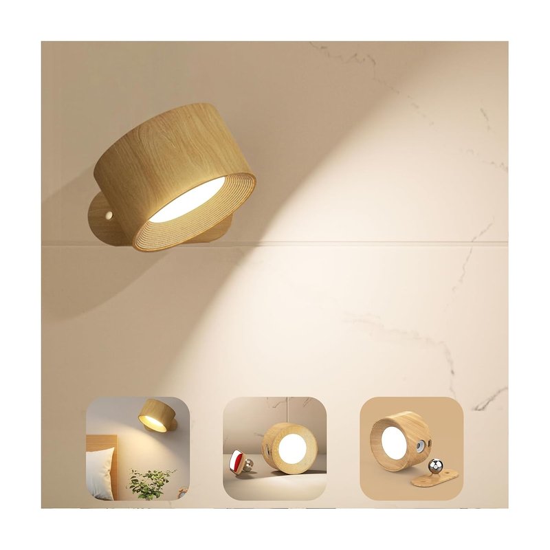 Feallive Wall Light LED Wall lamp with Rechargeable Battery Operated, Touch Control 3 Brightness Levels 3 Color Modes Wall Sconces