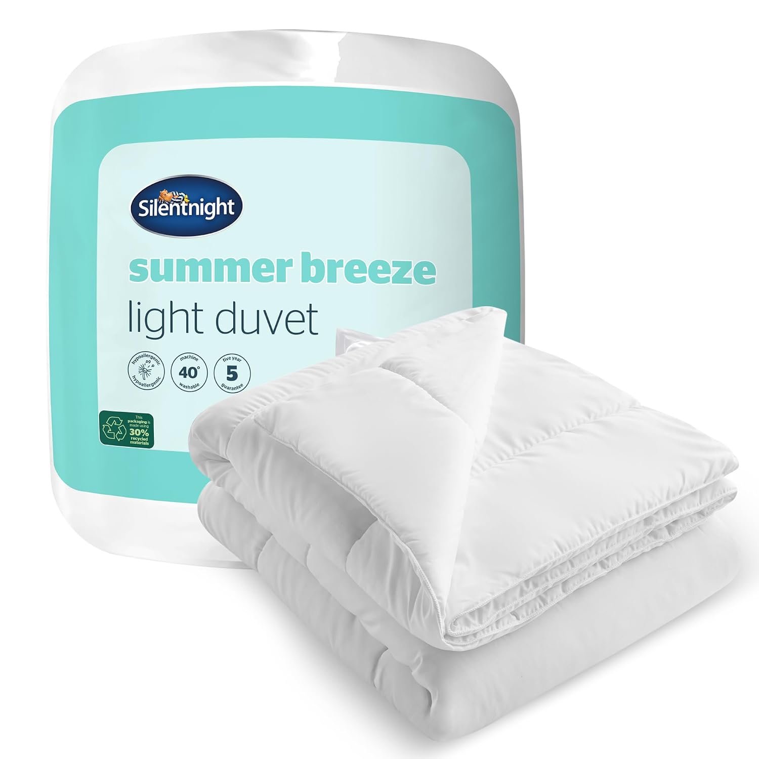 Silentnight Summer Breeze 4.5 Tog King Duvet - Lightweight Low Tog Cooler Summer Duvet Quilt Ideal for Warm Nights and Hot Sleepers - Hypoallergenic and Machine Washable - King