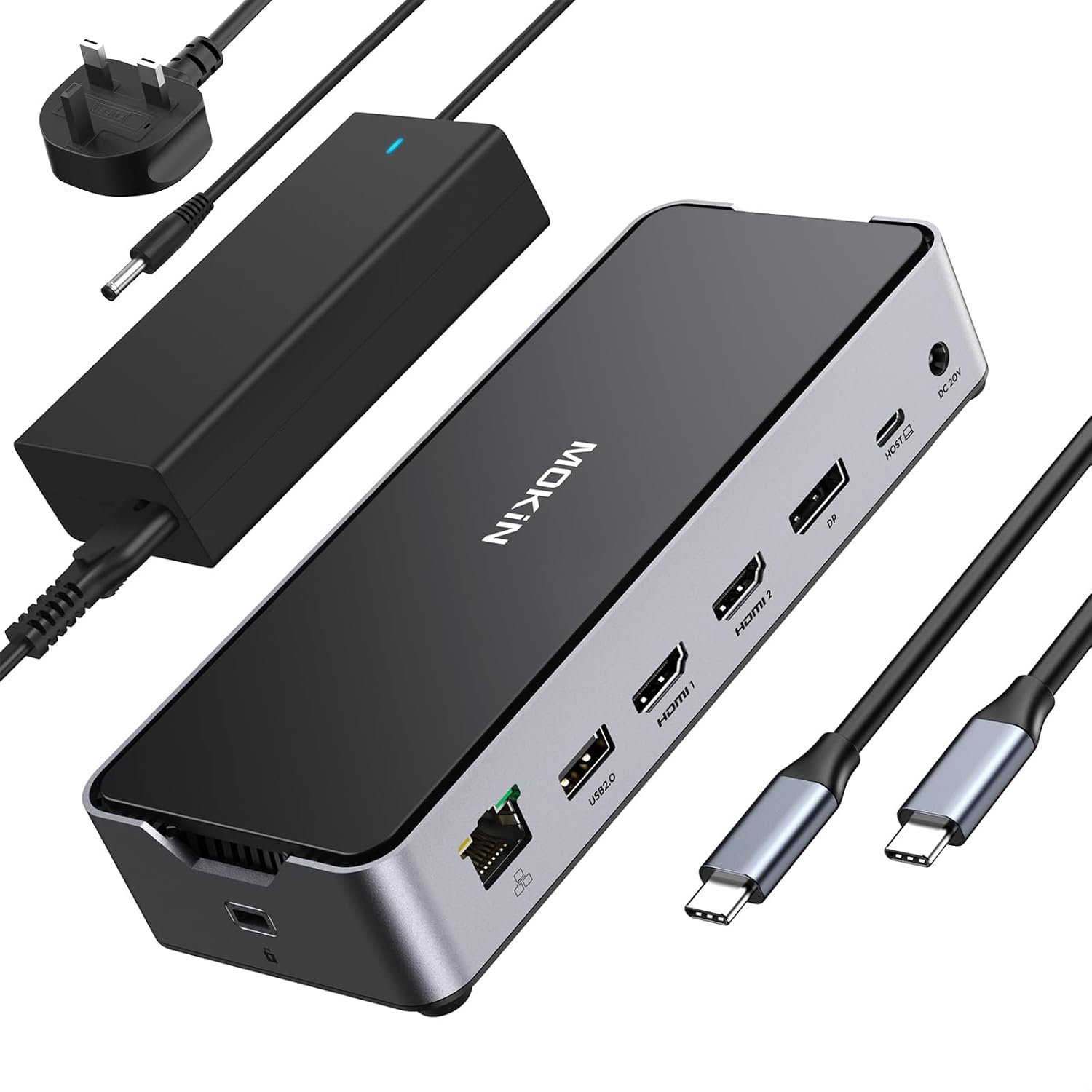 USB C Docking Station 3 Monitors, Triple Display Laptop Dock with 150W DC Power Supply, Dual Monitor 2 HDMI DisplayPort 4K@144Hz, 10Gbps USB C 3.1, USB A 2.0/3.0, Ethernet, SD/TF, Audio for Dell HP