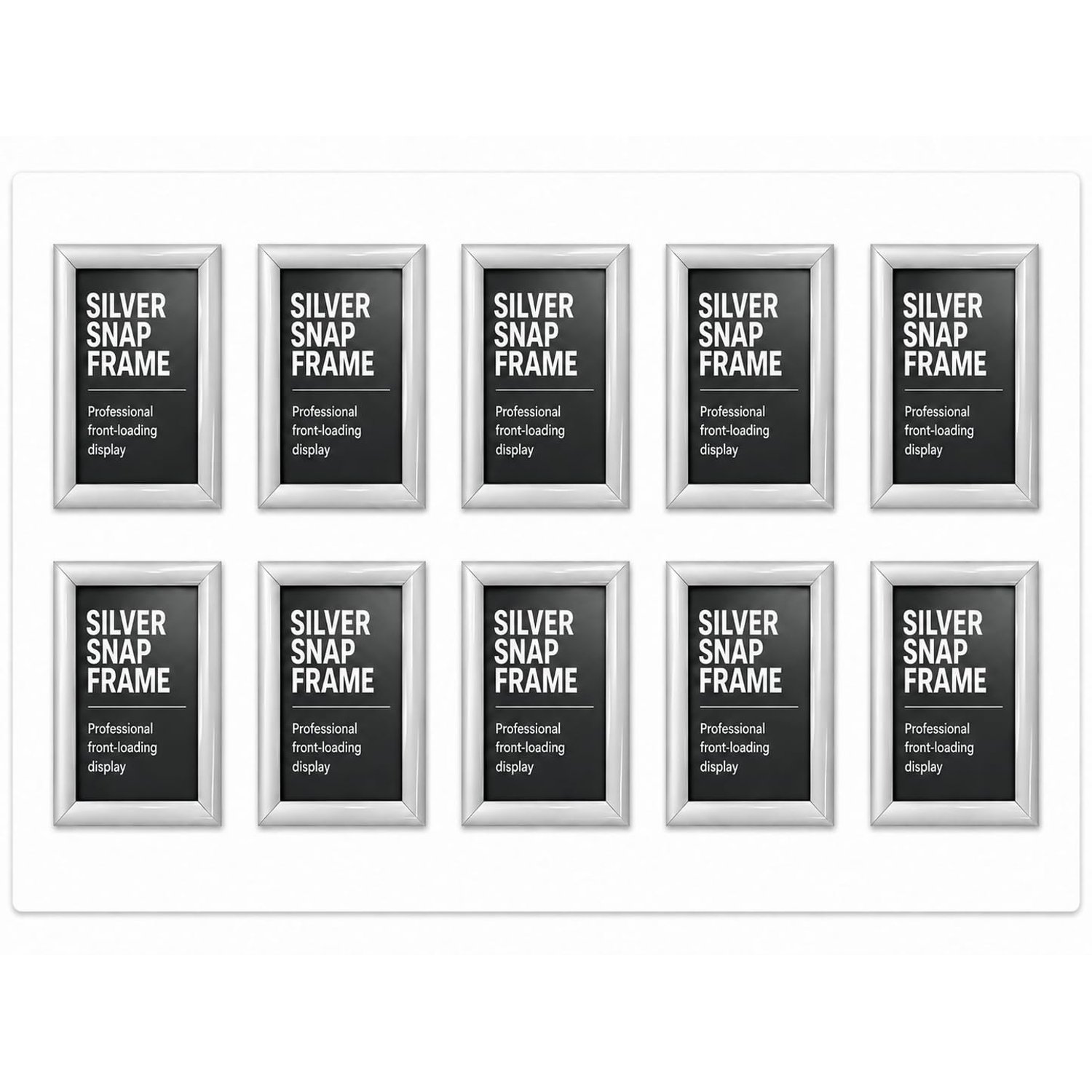 Deflecto A5 Snap Frame Pack of 10 - Elegant Silver Aluminium Clip Frame for Wall Display - Certificate and Poster Holder with Convenient Front Opening Clips
