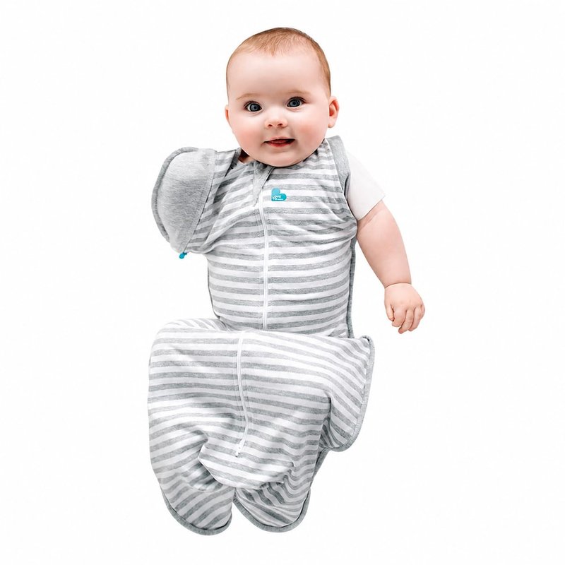 Love To Dream™ Swaddle UP™ Transition Bag, X-Large 11–14 kg – Grey | Snug Fit with Zip-Off Wings | 1.0 Tog Ideal for Spring & Summer (20–24°C) | Machine Washable Cotton & Double Zip