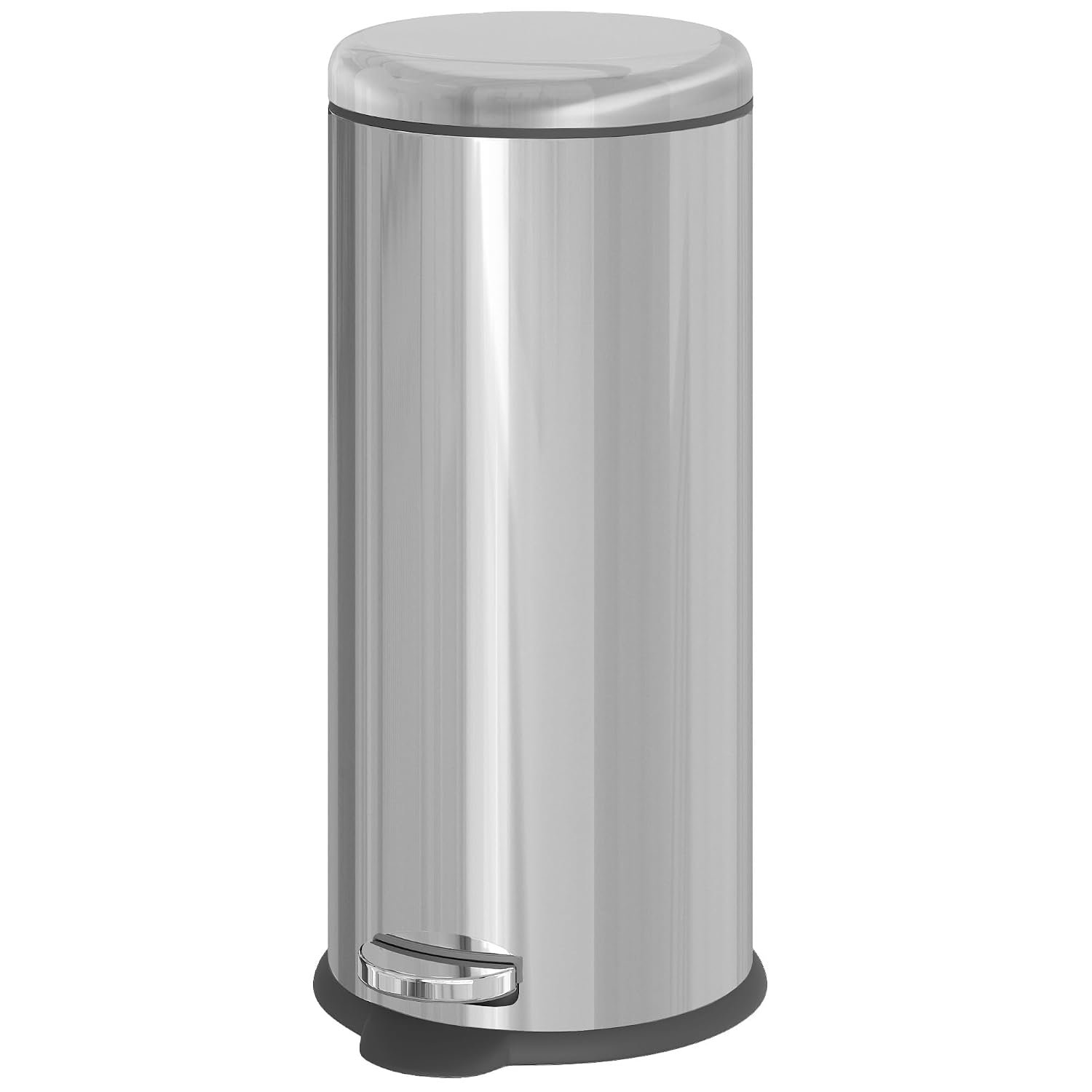 HOMCOM Foot Pedal Bin Stainless Steel Metal Waste Rubbish Lid Kitchen Garbage Versatile For Home Office 30L
