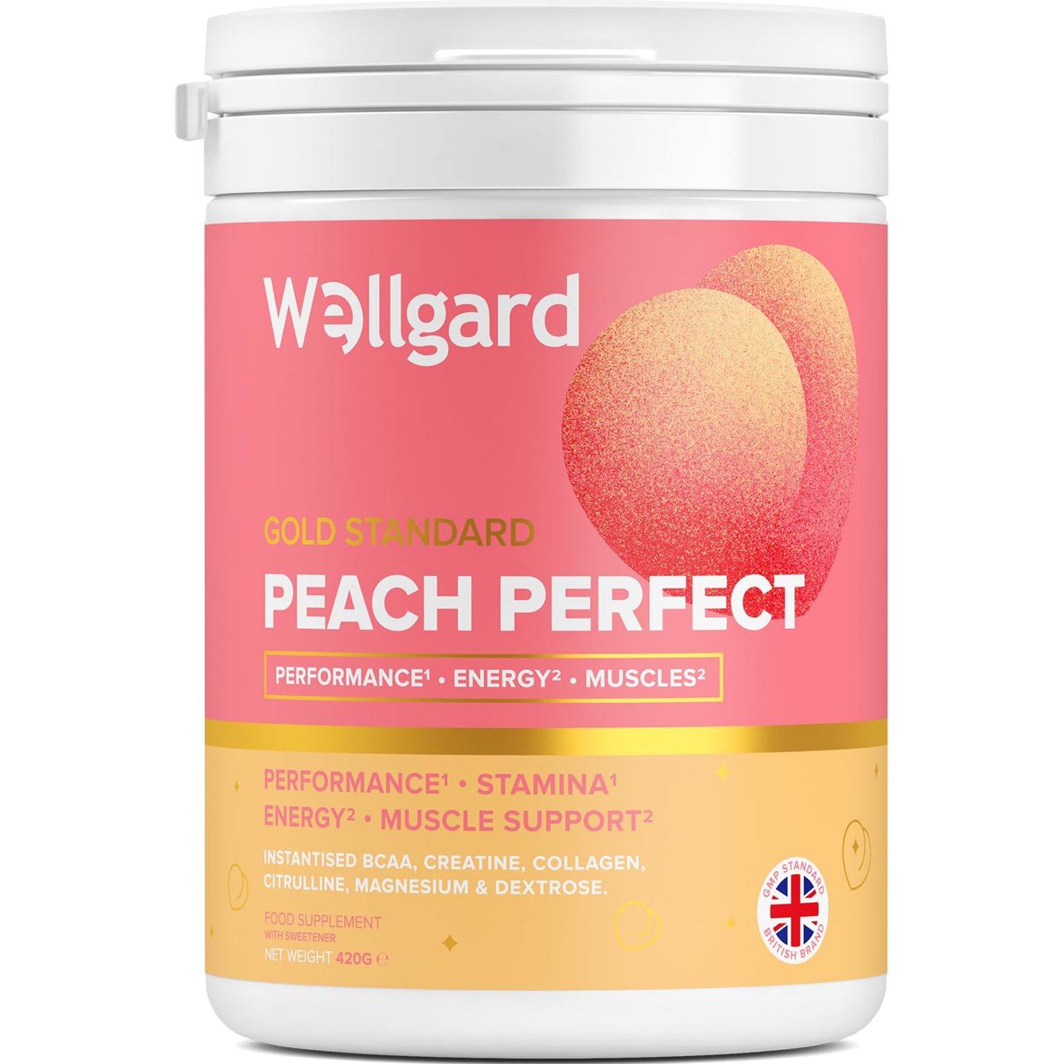 Wellgard Peach Perfect - Flavoured Creatine Monohydrate Powder for Women, Collagen, BCAAs, L-Citrulline & Magnesium Glycinate, Pink Lemonade, 420g