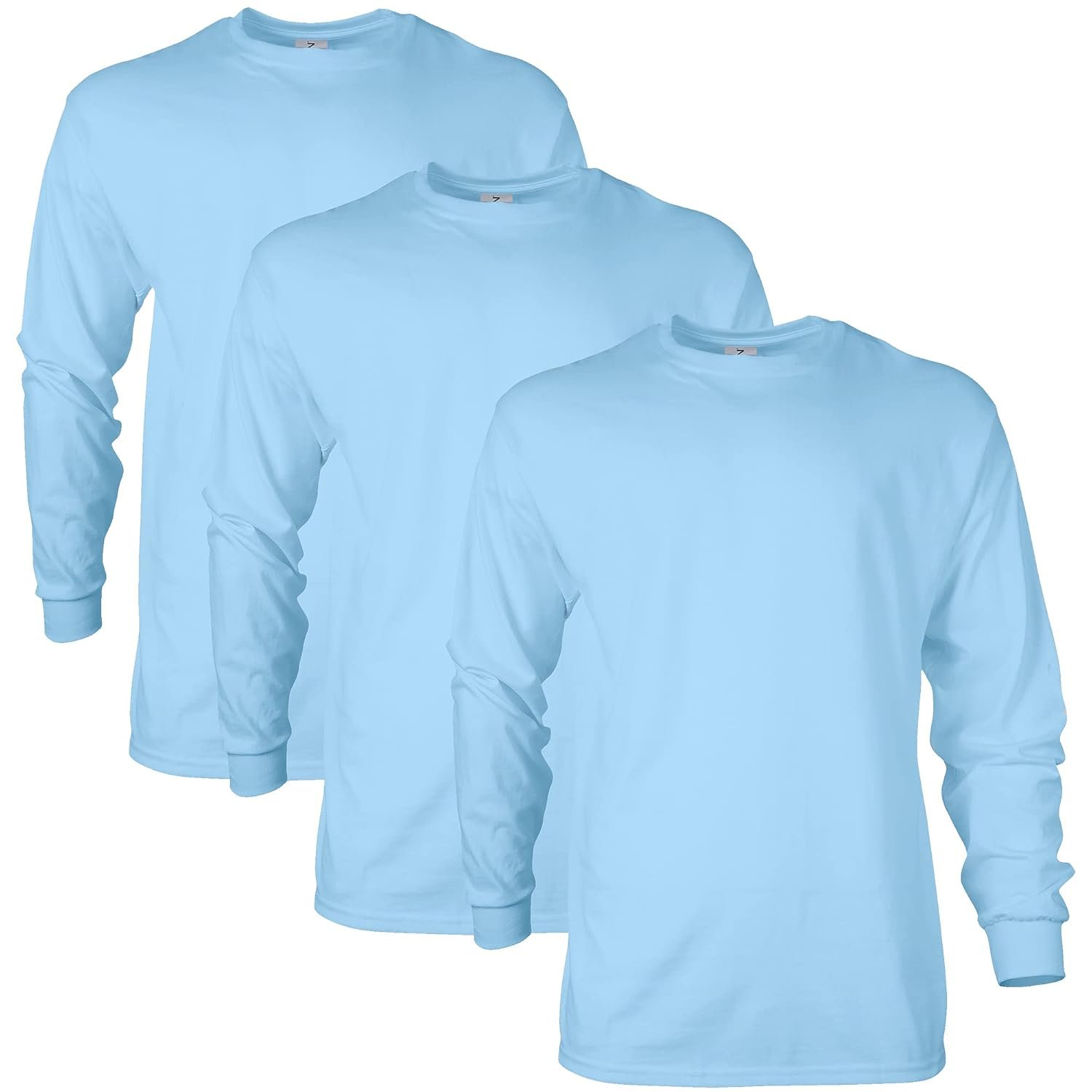 Gildan Unisex's Ultra Cotton Long Sleeve T-Shirt, Style G2400, Multipack, Light Blue (3-Pack), XXL (Pack of 3)