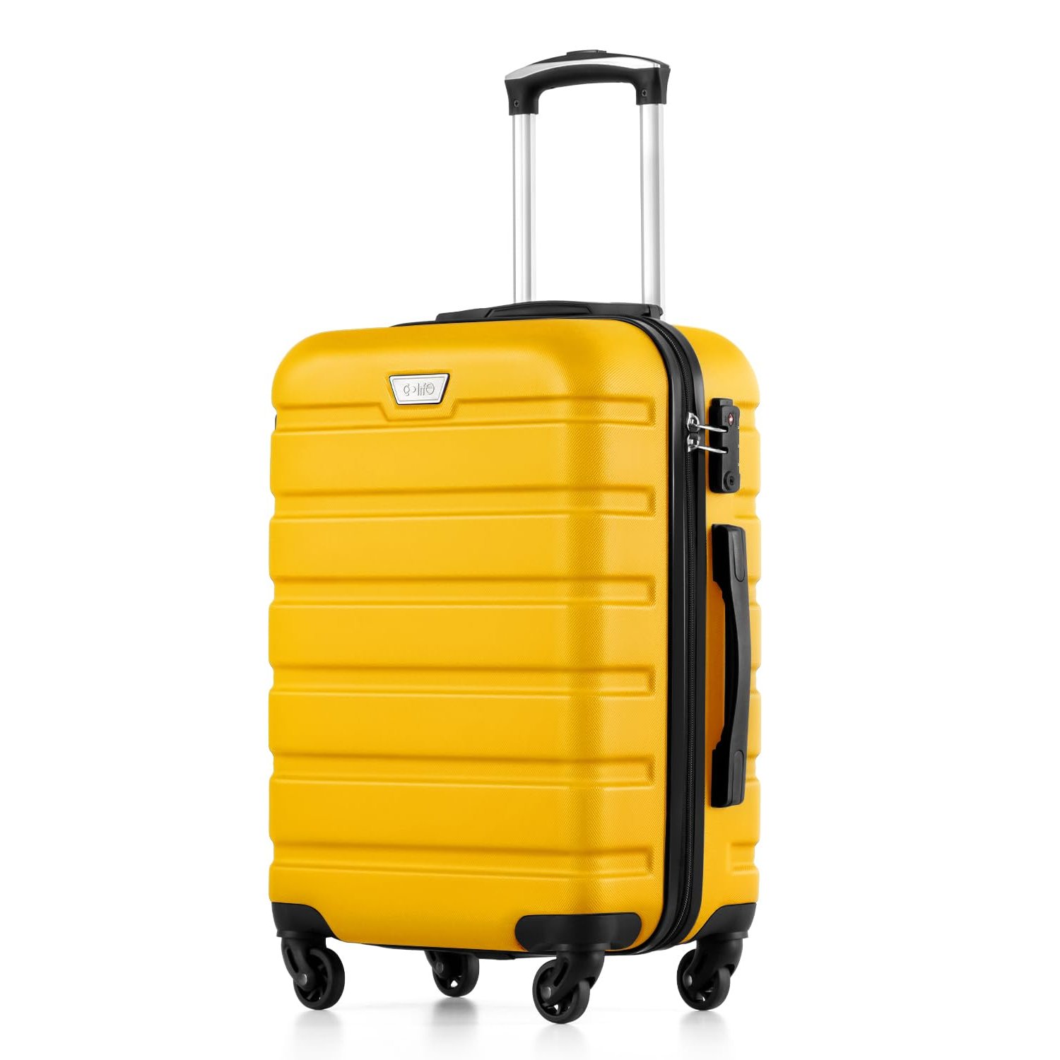 COOLIFE 20 Inch Carry On Suitcase for EasyJet, ABS+PC, Hardshell, Lightweight Durable Travel Cabin Luggage with 360°Rubber Spinner Wheels, YKK Zipper, Telescopic Handle, TSA Lock, Lemon Yellow
