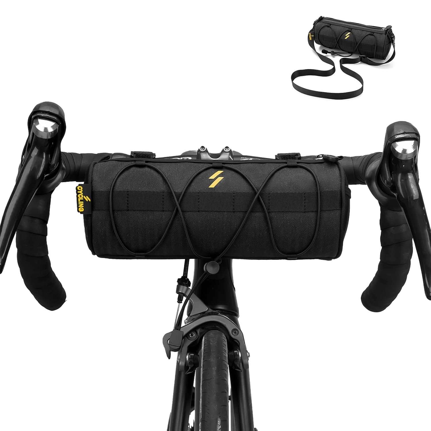 ROCKBROS Bike Handlebar Bag Bicycle Front Bag Large Capacity Cycling Handlebar Pack with Shoulder Strap Storage Pouch for MTB Mountain Road Bikes Scooters, Approx. 2.1L