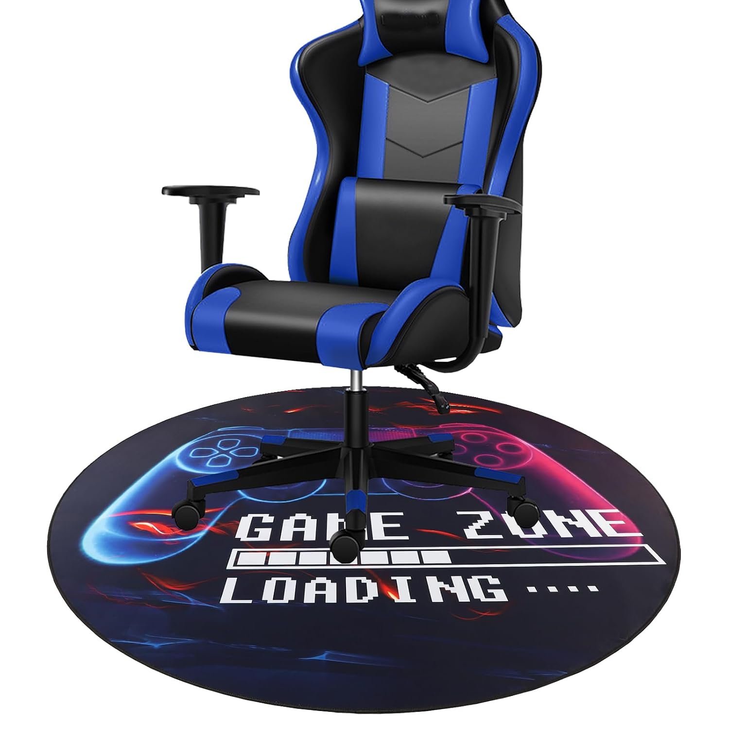 Capslpad Gaming Chair Mat for Hardwood Floor Anti-Slip Floor Protector Game Controller Rubber Gaming Computer Chair Mat for Gaming Room Home Office Decor (Round 120cm,Black)