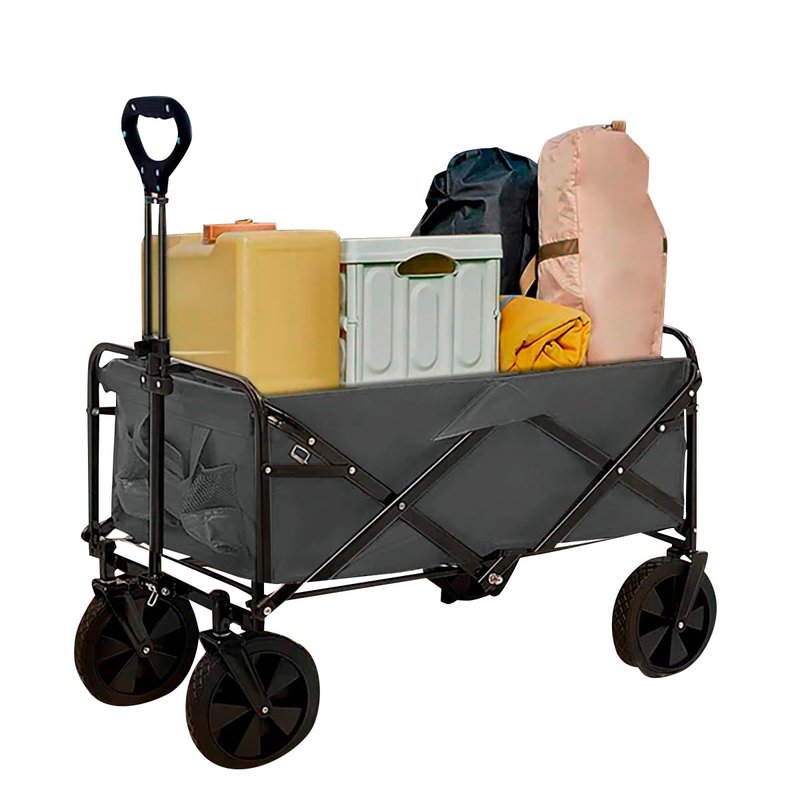Neo Heavy Duty Large Capacity Foldable Collapsible Garden Trolley Cart Utility Wagon Truck Folding Wheelbarrow for Beach Gardening Outdoor Camping Shopping Fishing Festivals (Grey Foldable)