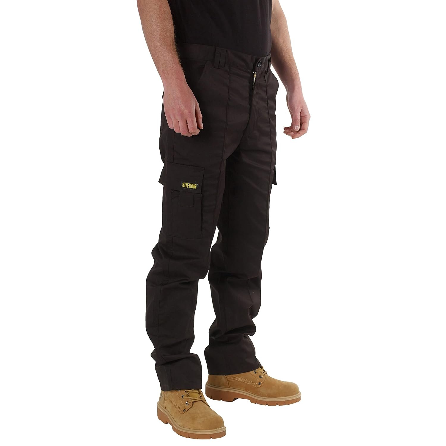 SITE KING Mens Cargo Combat Work Trousers Sizes 28 to 56 with Button & Zip Fly (34 Waist / 31) Black