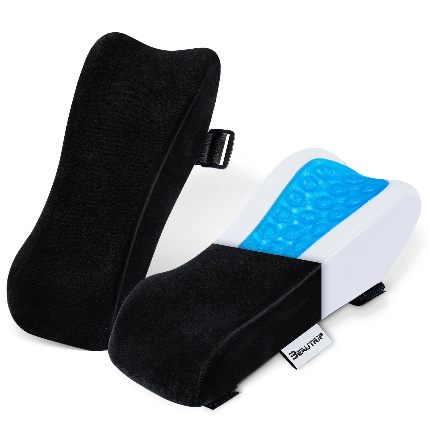 BEAUTRIP Ergonomic Armrest Pads- Office Chair Arm Rest Cover Pillow - Elbow Support Cushion for Computer, Gaming and Desk Chairs (Set of 2)… (Black with Gel_Velvet)