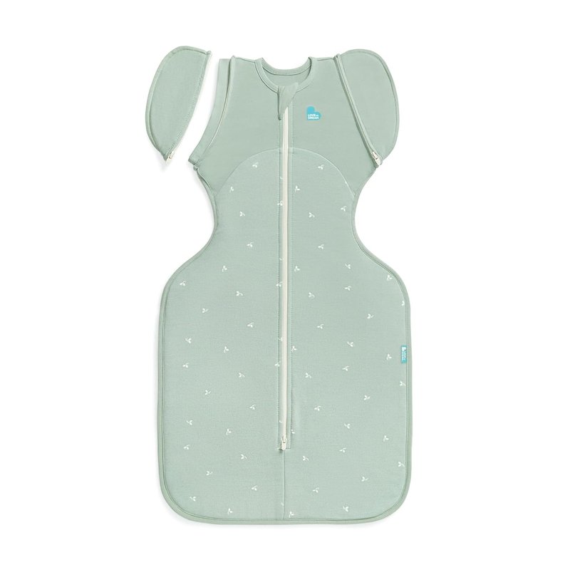 Love To Dream Swaddle Up Transition Bag, Medium 6-8.5 kg, Olive Twigs, Snug Fit with Patented Zip-Off Wings | 1.5 TOG Ideal for All-Year Use (18–22°C) | Machine Washable & Double Zip
