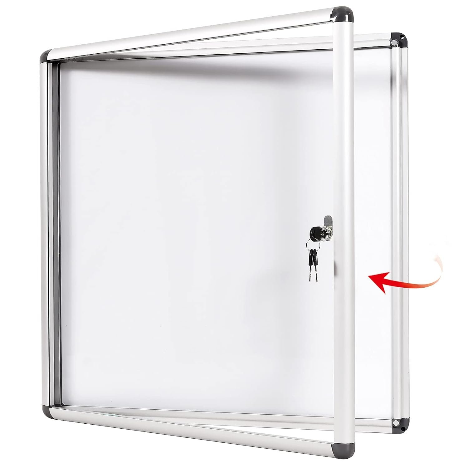 Swansea Enclosed Bulletin Board Lockable White Board Noticeboard with Door Wall Display Case for School Office 67x72cm(6xA4)