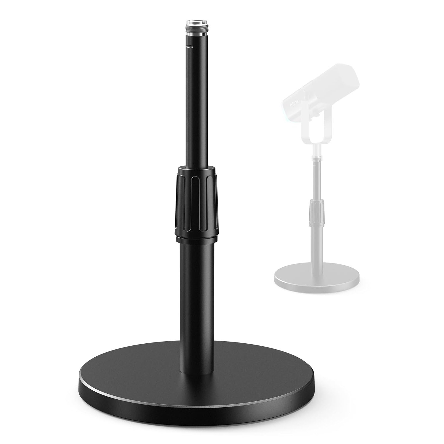 FIFINE Desktop Microphone Stand, Heavy-Duty Metal Adjustable Table Mic Stand with 5/8" Male to 3/8" Female Screw Adapter, 4 Non-Slip Pads Compatible with Microphones for Recording, Streaming-BS1