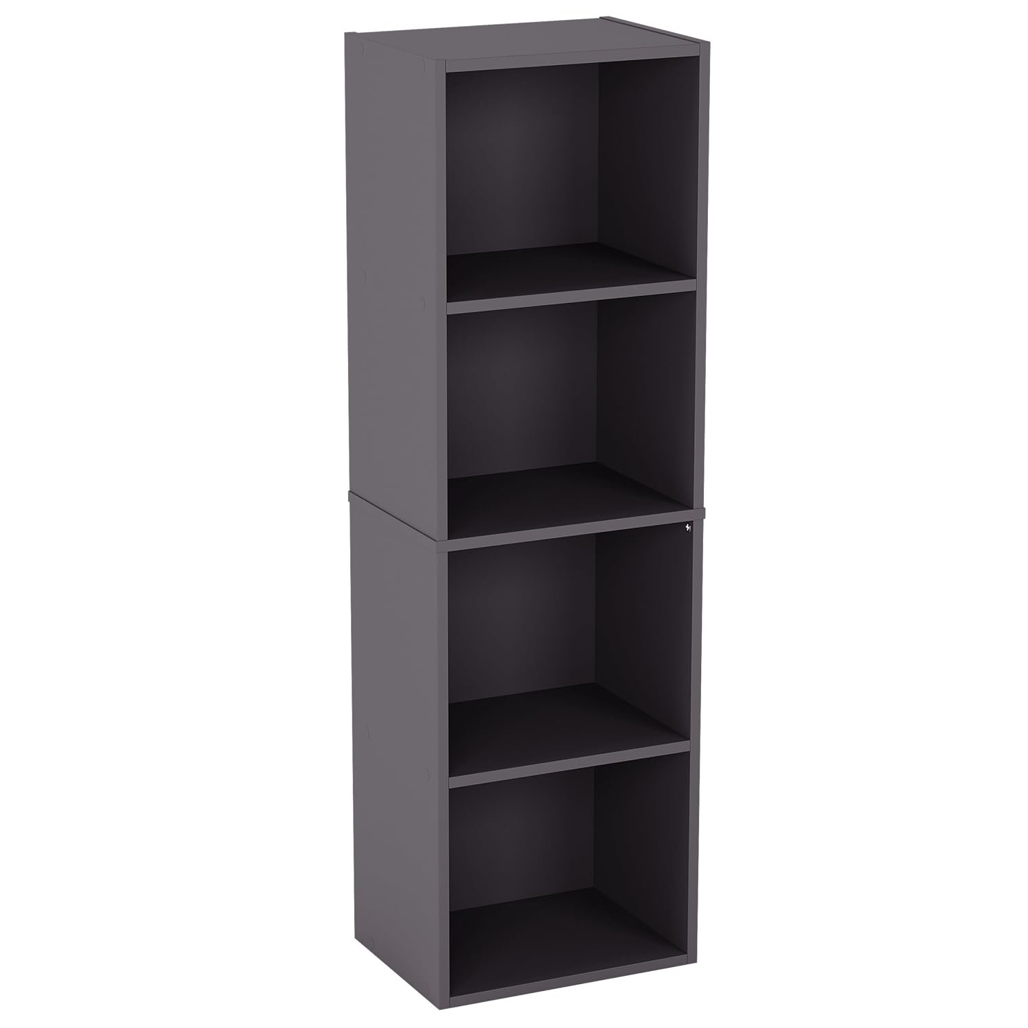 Vida Designs Oxford 4 Tier Cube Bookcase, Grey Wooden Shelving Display Storage Unit Office Living Room Furniture