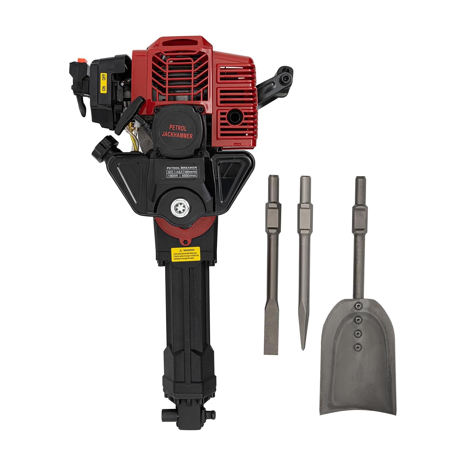 VonVVer Petrol Tree Digger 52cc 2 Stroke Excavator Digging Machine with Flat Pickaxe 1900W Petrol Tree Pit Digger Air-Cooled Digging Machine Handheld Trencher Digger Machine for Garden and Farm