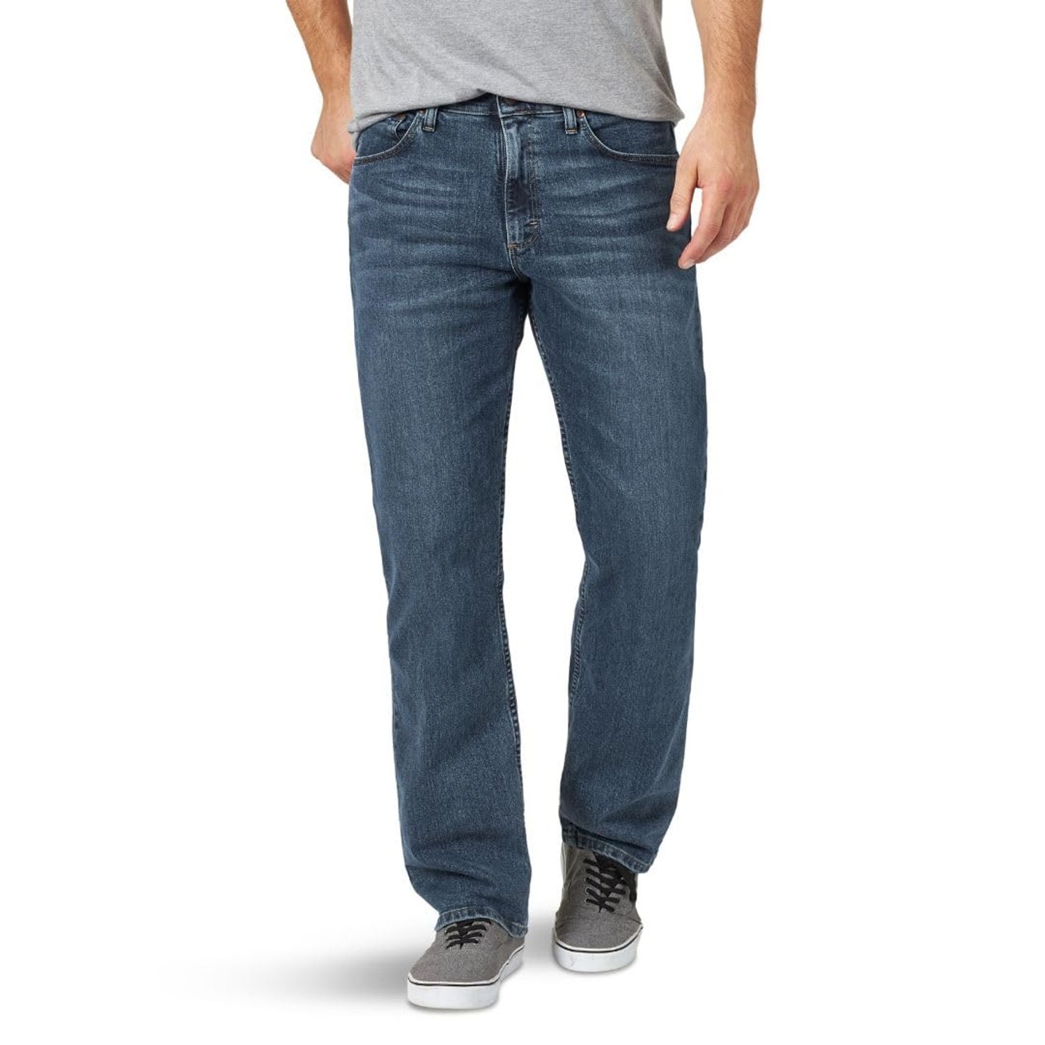 Wrangler Authentics Men's Comfort Flex Waist Relaxed Fit Jean, Smoke, 48W / 30L Big Tall