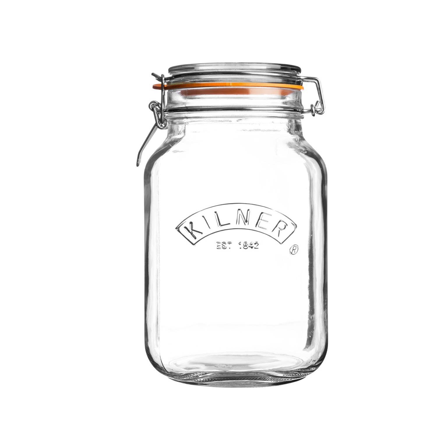 Kilner Square Clip Top Jars 1.5L - Case of 12 | Kilner Preservation Jars, Storage Jars, Jam Jars with Clip Top Lid