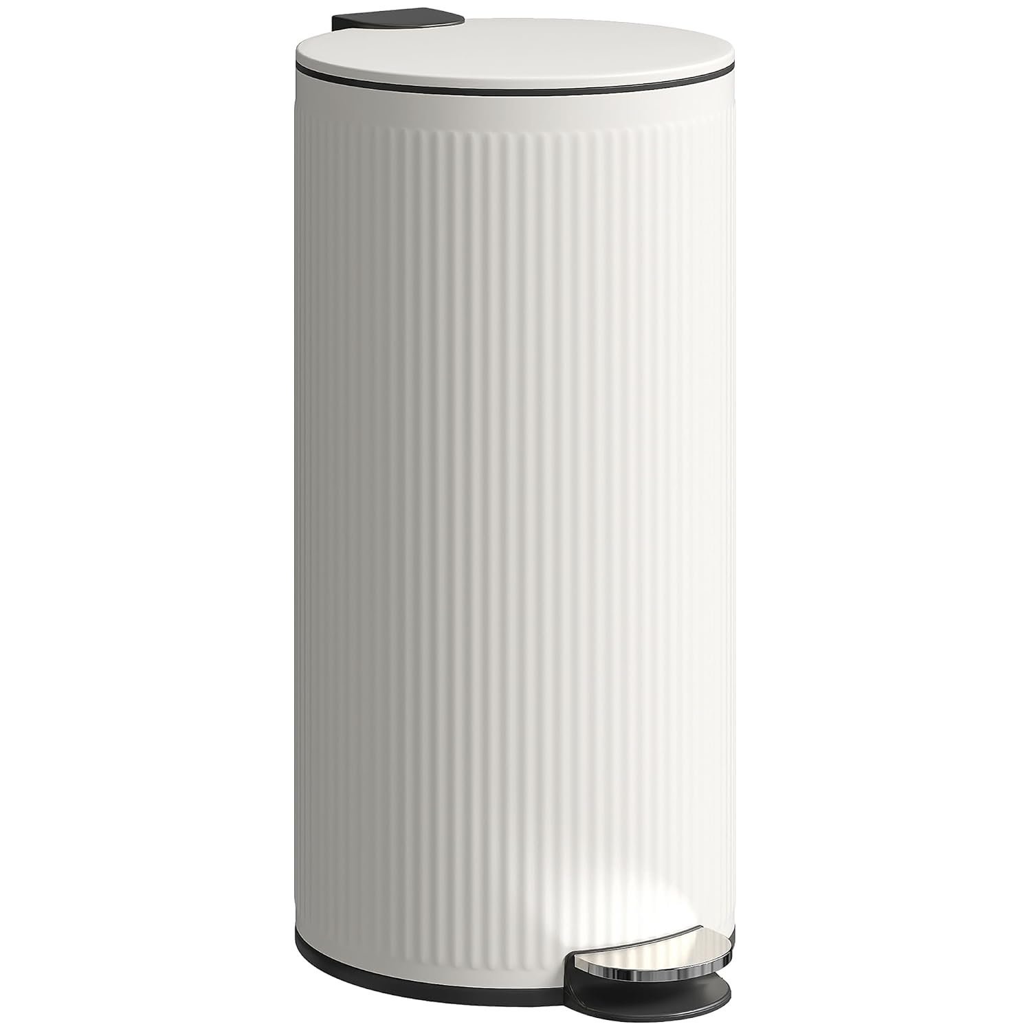 HOMCOM 30 Litre Pedal Kitchen Bin with Soft Close and Stay Open Lid, Rubbish Bin with Removable Inner Bucket for Kitchen, Office, Home, Cream