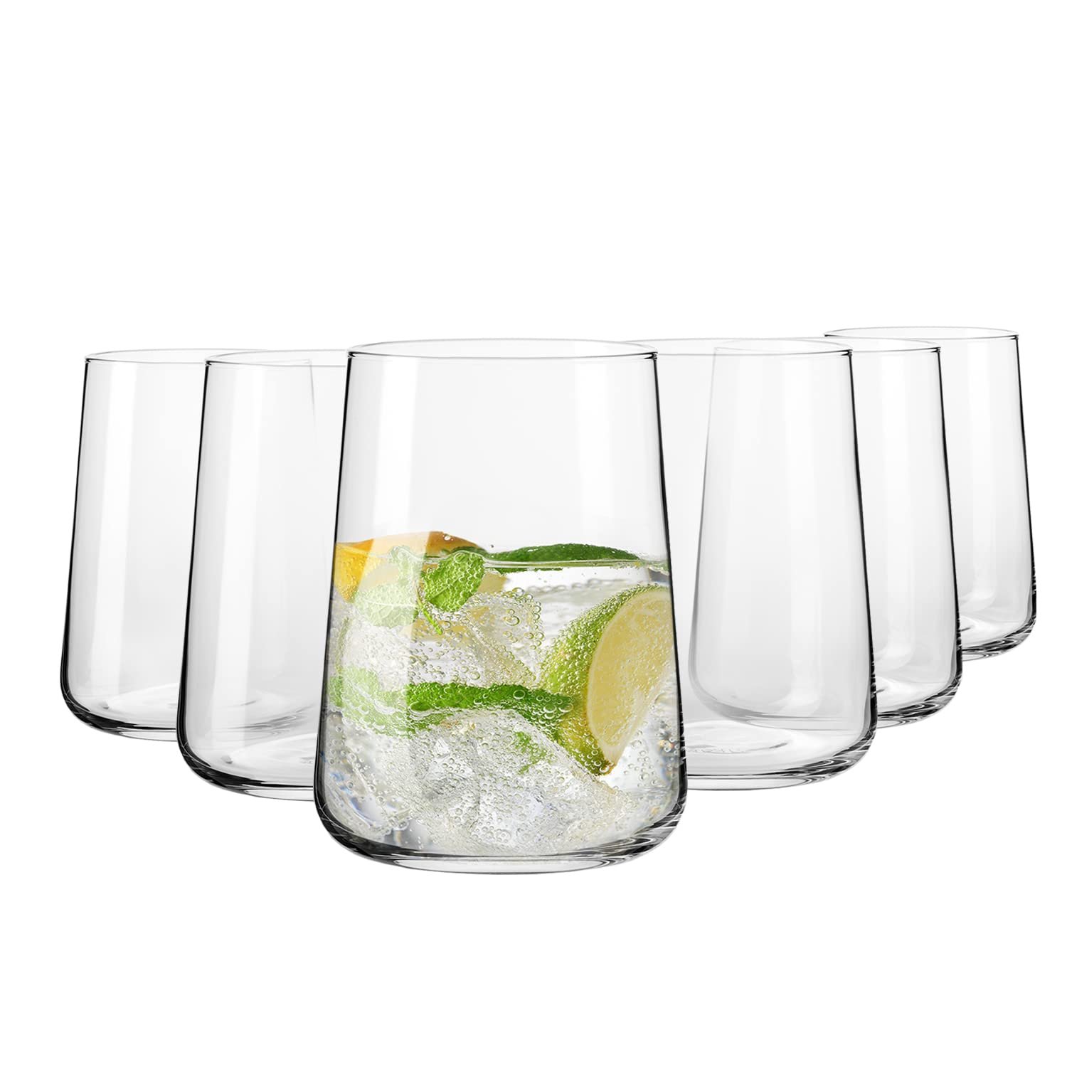 Krosno Water Glasses, Drinks and Juice Glass Tumbler | 490 ml | Set of 6 | Infinity Collection | Lead-Free Crystal Set Glassware | Glass Cups, Glass Tumblers | Ideal for Home & Bar | Drinking Glasses
