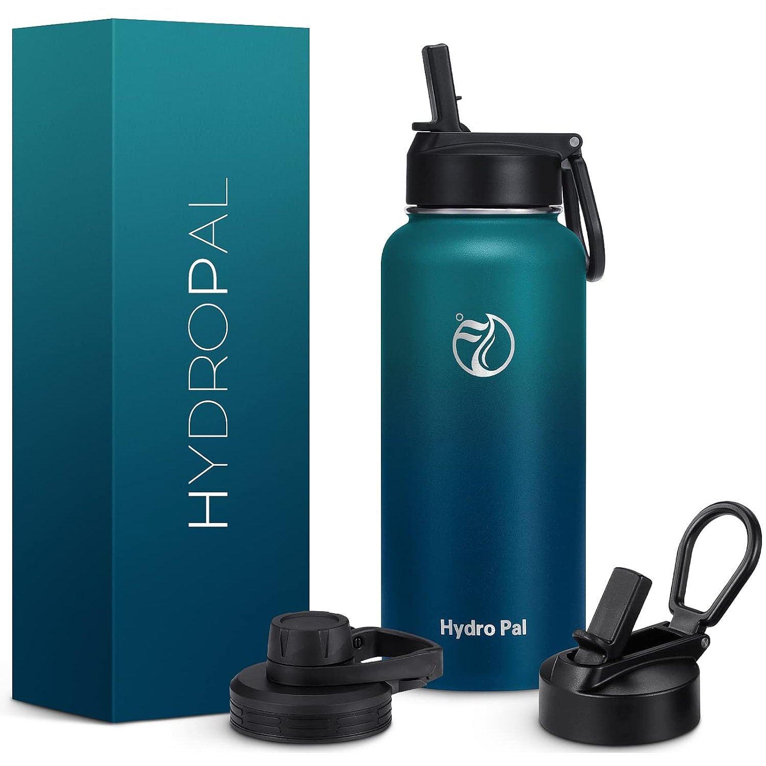 HydroPal Vacuum Insulated Water Bottle 1000ml Stainless Steel, BPA Free, Leakproof, 12H Hot 24H Cold, with Straw & Spout Lids for Travel