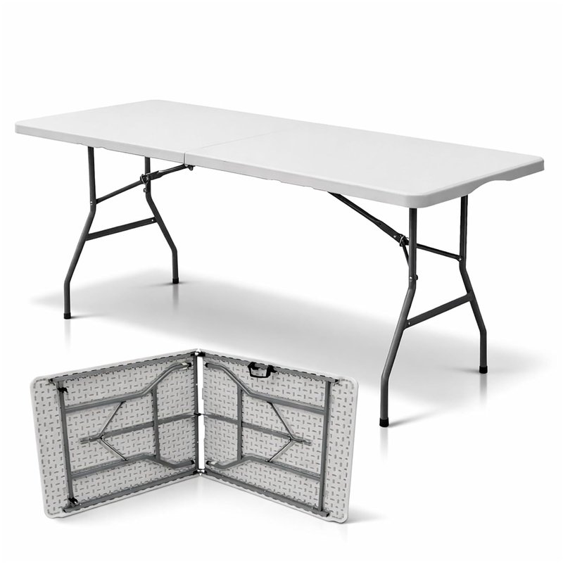 Oypla Heavy Duty Folding Catering Garden Trestle Table - 6ft, White