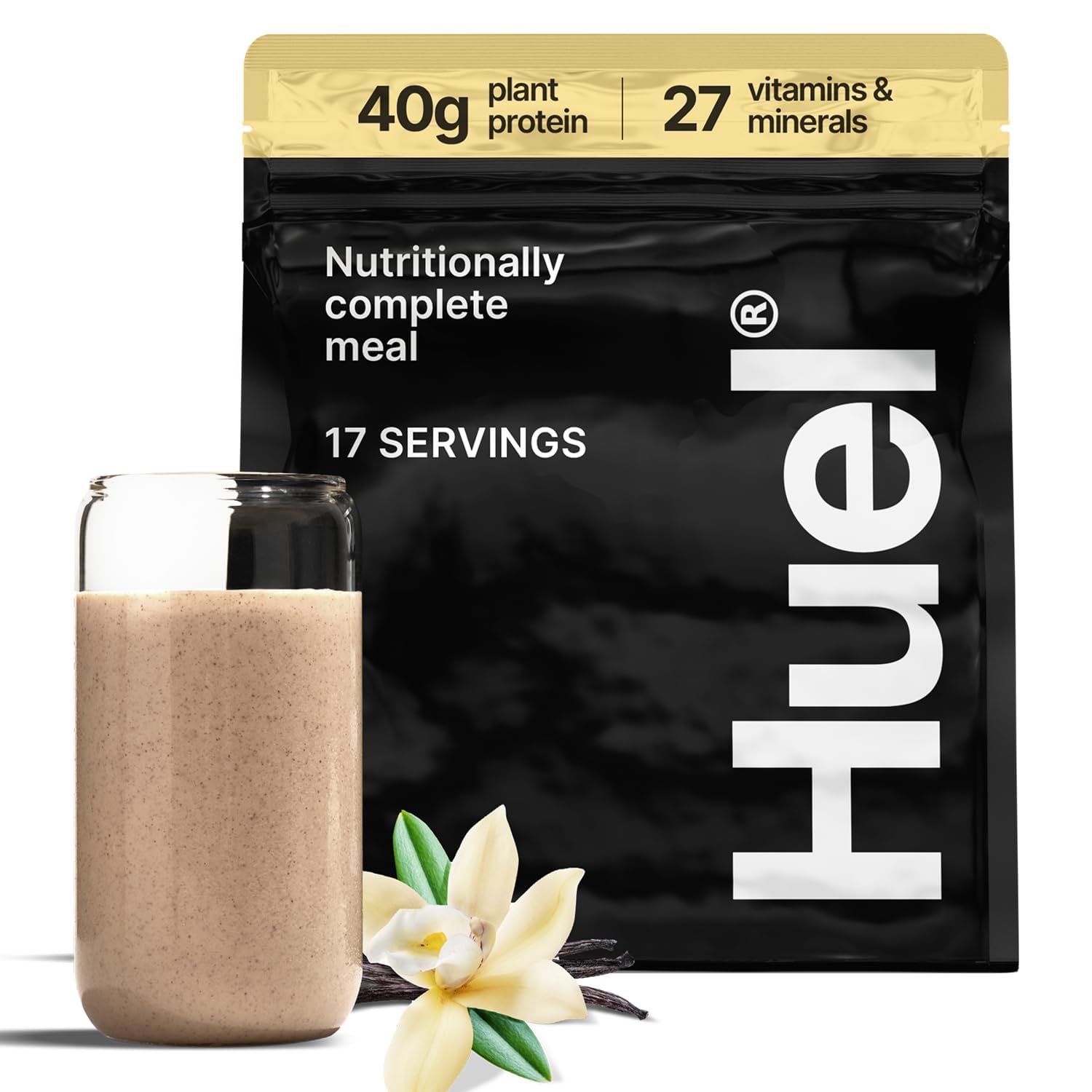 Huel Black Edition - Nutritionally Complete 100% Vegan Gluten-Free - Less Carbs More Protein - Powdered Meal (Vanilla, 1 Bag)