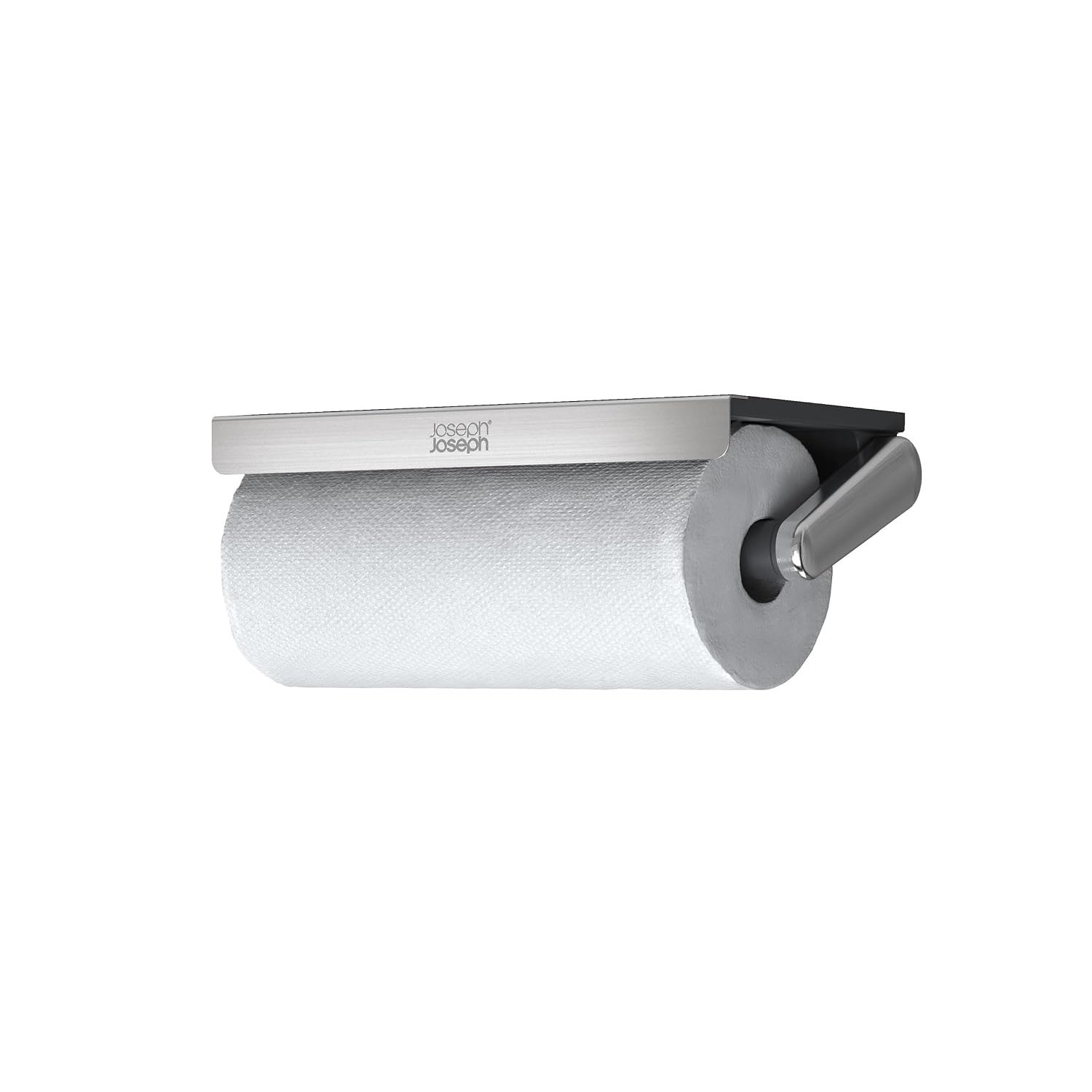 Joseph Joseph RollGrip Under Cabinet Kitchen Roll Holder, Space-Saving, Spring Tension Arm, Easy One-Handed Tearing, Fits 140mm Rolls