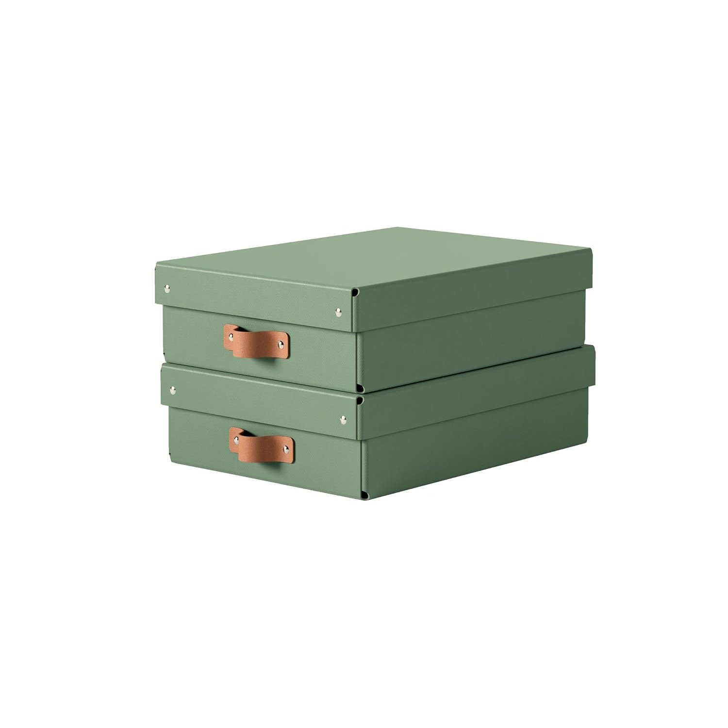 Leitz Puro Medium Low Storage Box with Lid – Set of 2 Durable Storage Boxes, Compatible with Cube Units & Shelves, 8L Stackable Organiser, Suitable for Home & Office (27 x 37 x 10cm, Sage Green)