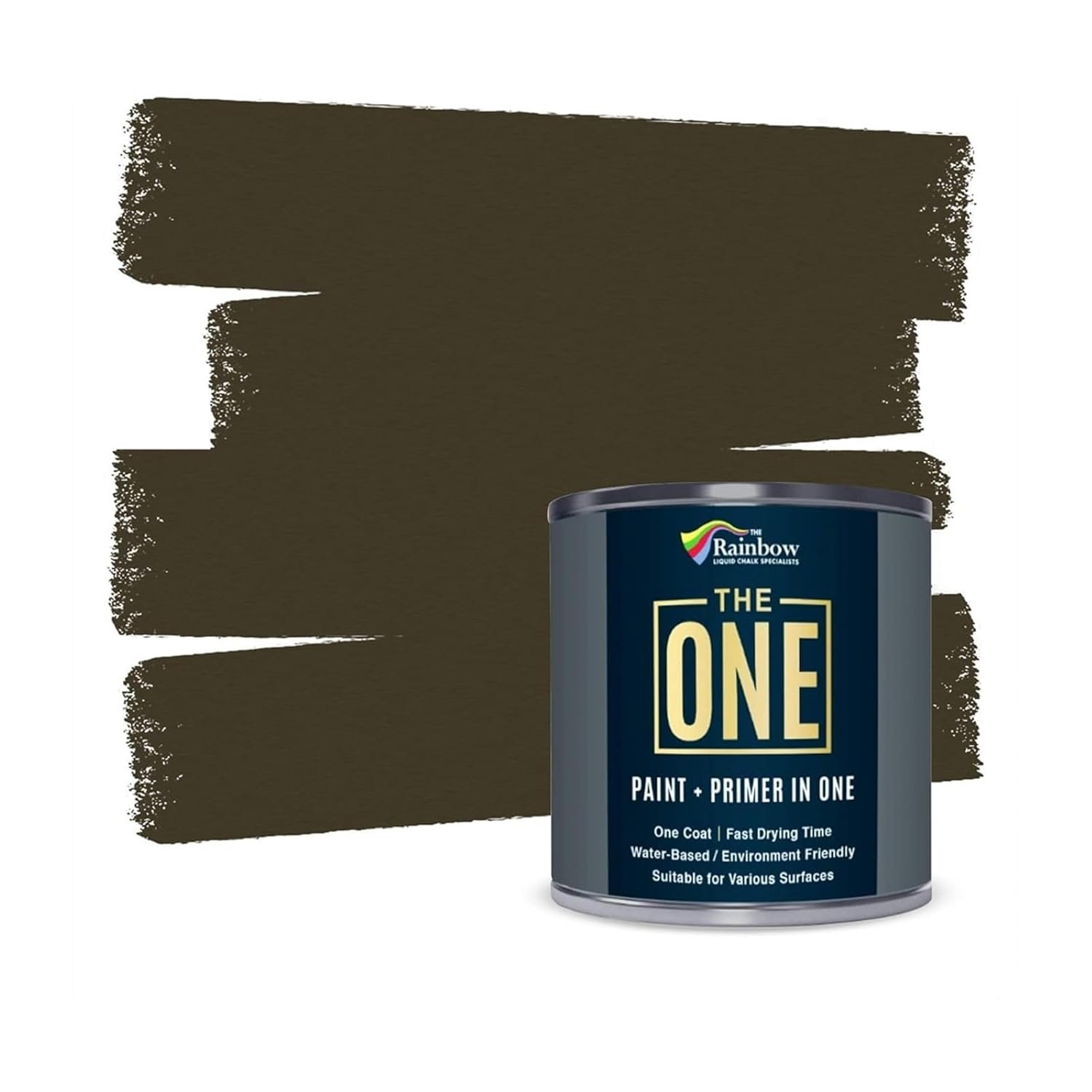 THE ONE All-In-One Paint & Primer - Brown Satin, 2.5 L | Multi-Surface 1 Coat Formula | Easy Indoor & Outdoor Decorating for Home & Garden Walls, Floors & Furniture | Durable, Water-Based & Low VOC