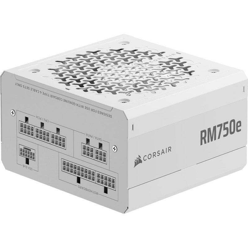 CORSAIR RM750e (2025) Fully Modular Low-Noise ATX Power Supply with 12V-2x6 Cable – ATX 3.1 & PCIe 5.1 Compliant, Cybenetics Gold Efficiency, 105°C-Rated Capacitors, Modern Standby Mode – White