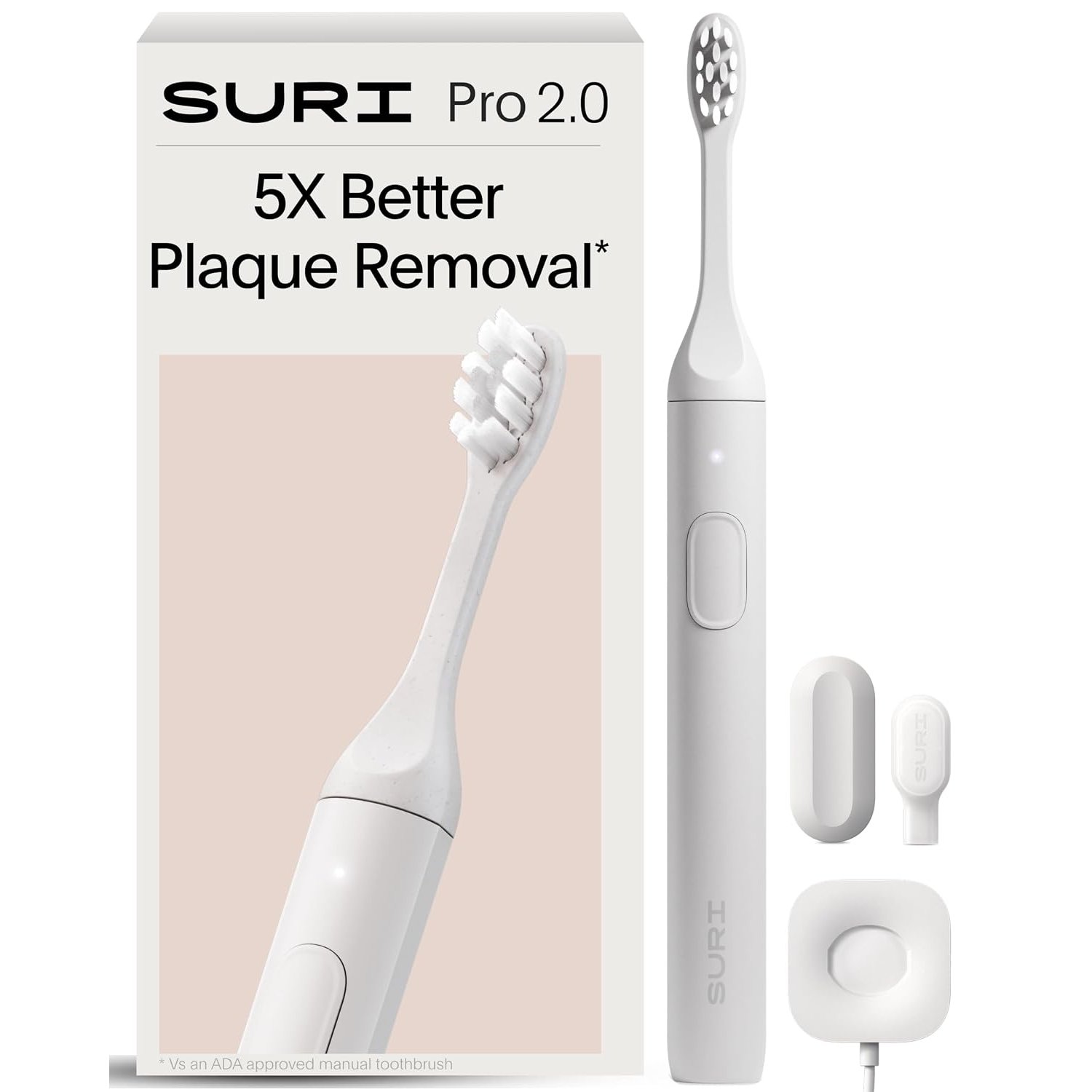SURI 2.0 New Sonic Electric Toothbrush with Pressure Sensor | 1 Month+ Battery| Electric Toothbrush Adults | Sonic Toothbrushes | White