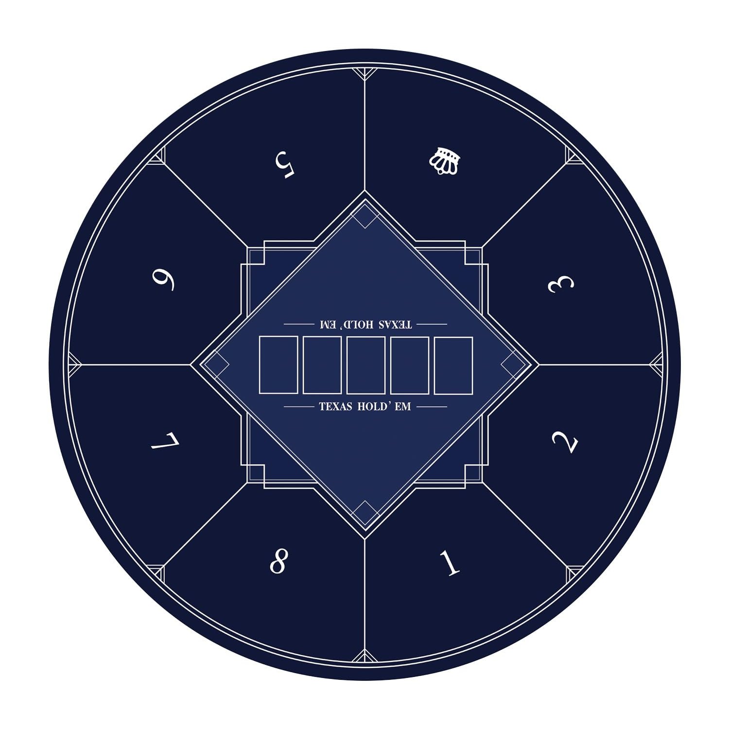 LaiEr Round Poker Mat, 24/31/39/47/55/63 inch 6-10 Person Texas Poker Rubber Mat, Foldable Tabletop, Portable Poker Tabletop, Suitable for Poker Games, Blackjack, Casino Layout.
