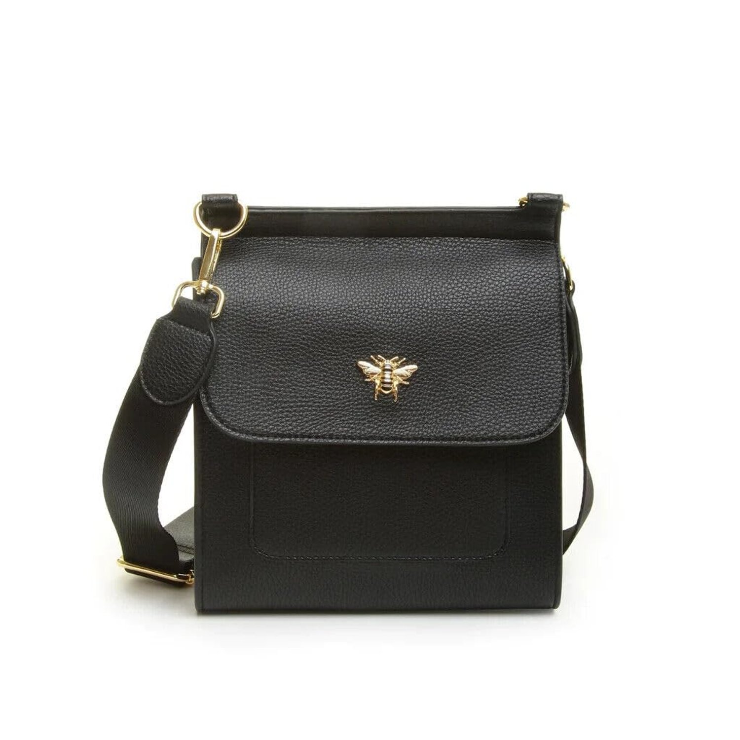 Alice Wheeler Bloomsbury Cross Body Bag Luxury Shoulder Bag Vegan Leather for Women (Black)