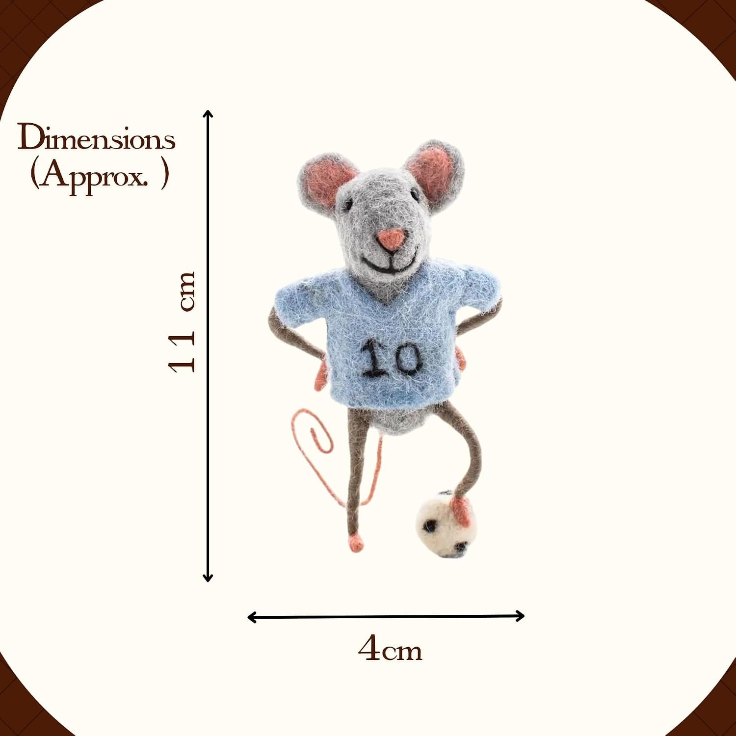 Sew Heart Felt - Blue Footballer Mouse - Felt Animal Ornament Football Gift