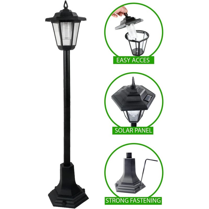 Daniel James LED Solar Lamp Post Lights - 83cm Solar Powered Outdoor LED Lantern for Patio, Pathway, Walkway & Garden - Waterproof, Eco-Friendly & Easy to Install - 83cm, Black