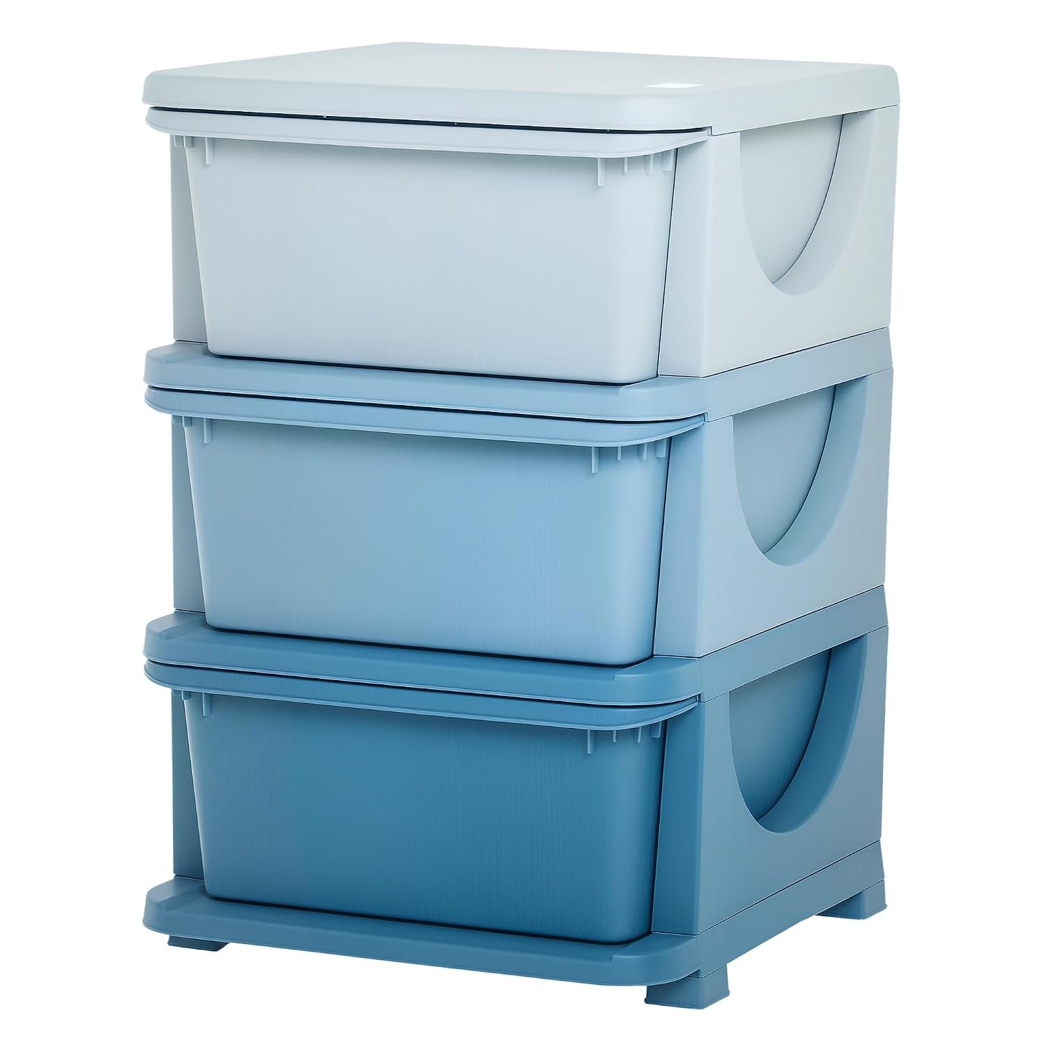 HOMCOM Kids Storage Units with 3 Drawers 3 Tier Chest Vertical Dresser Tower Toy Organiser for Nursery Playroom Kindergarten Blue