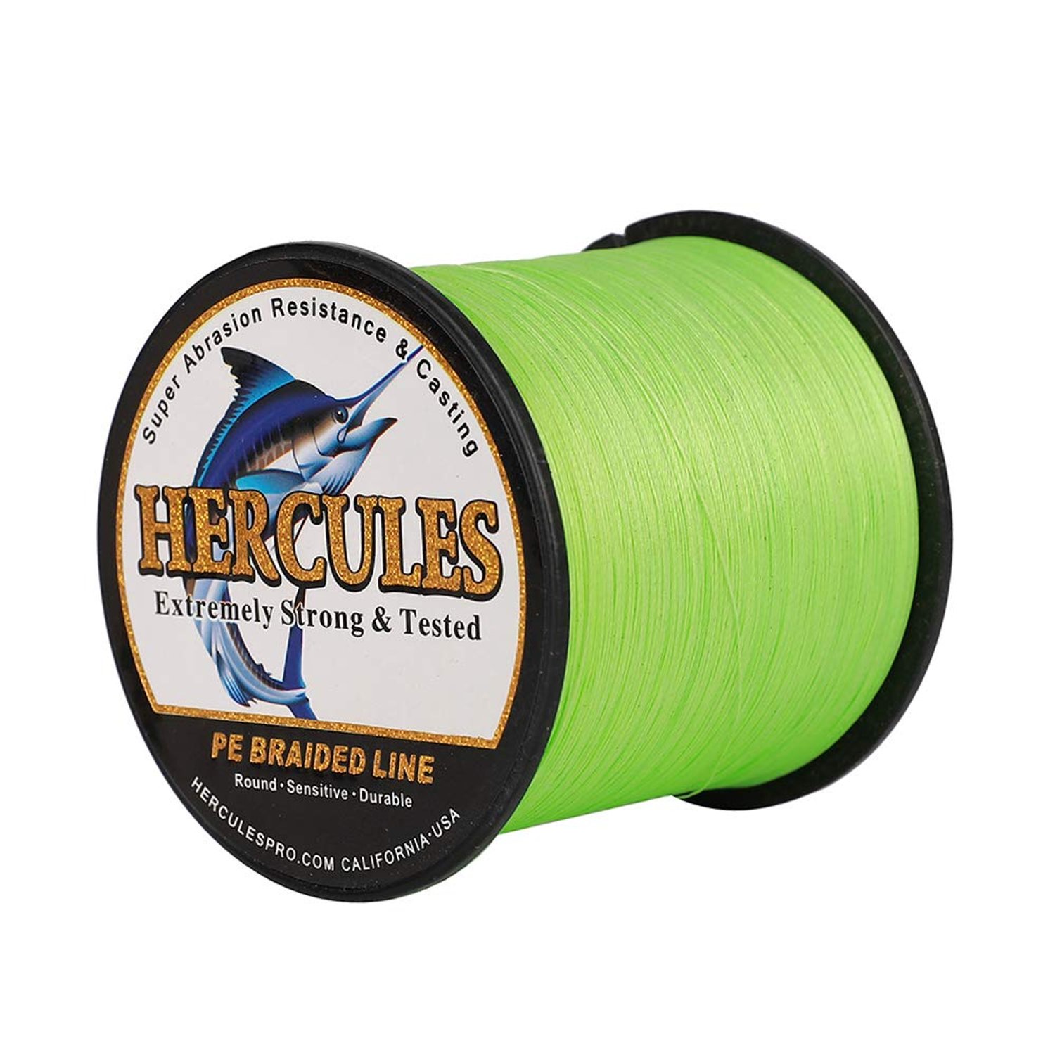 Hercules Braided Fishing Line 2000m 2187yds 10lbs-200lbs Pe Superline 8 Strands (Fluorescent Green 10lb/4.5kg 0.12mm)