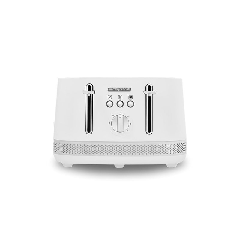 Morphy Richards Illumination 4 Slice Toaster, 7 Toast Settings, Browning Controls, Variable Width Slots, Auto Pop-up, Removeable Crumb Tray, Cord Storage, 1500W, White, 248021