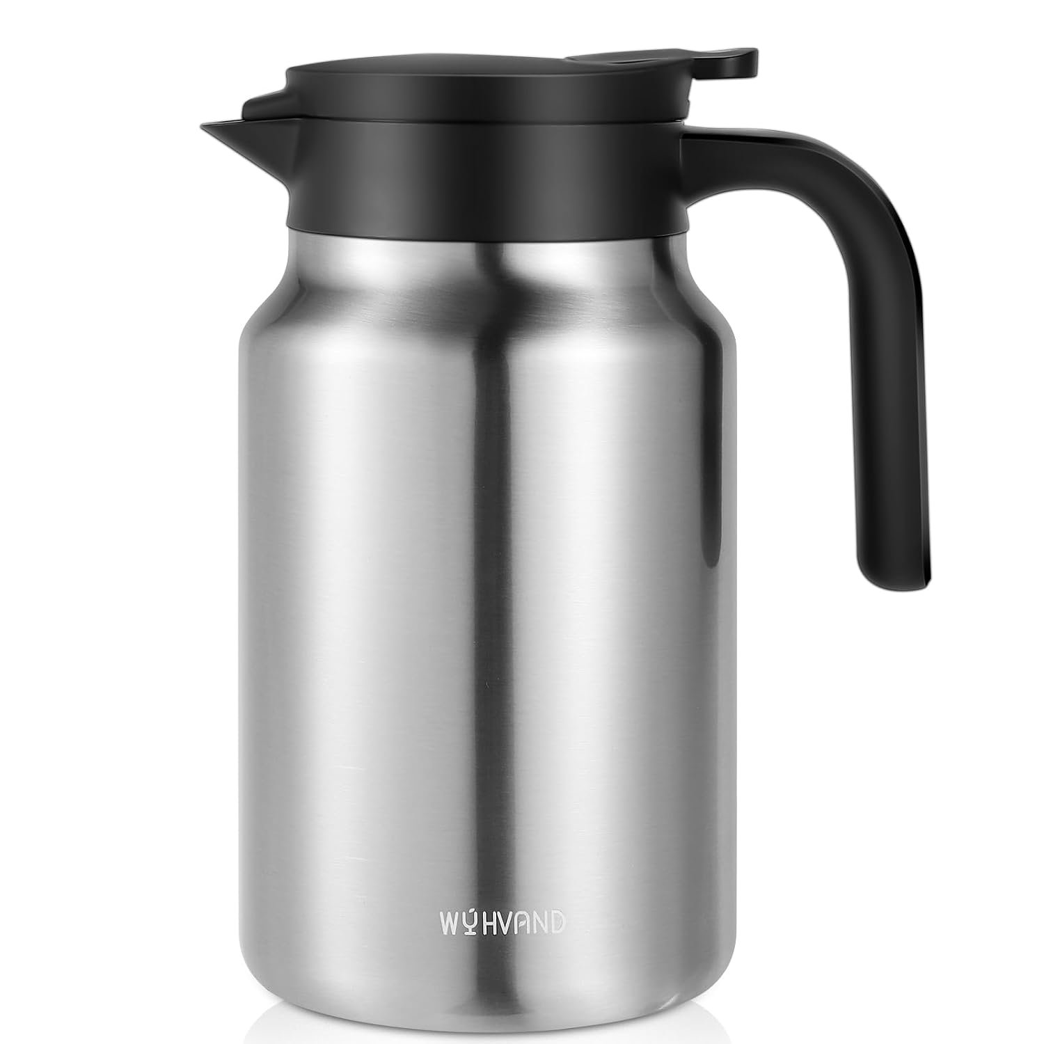 WYHVAND 1.5L Thermal Coffee Jug, Double Walled Stainless Steel Vacuum Insulated Coffee Carafe/Flask, Leakproof Lid, for Tea & Hot/Cold Drinks, Silver