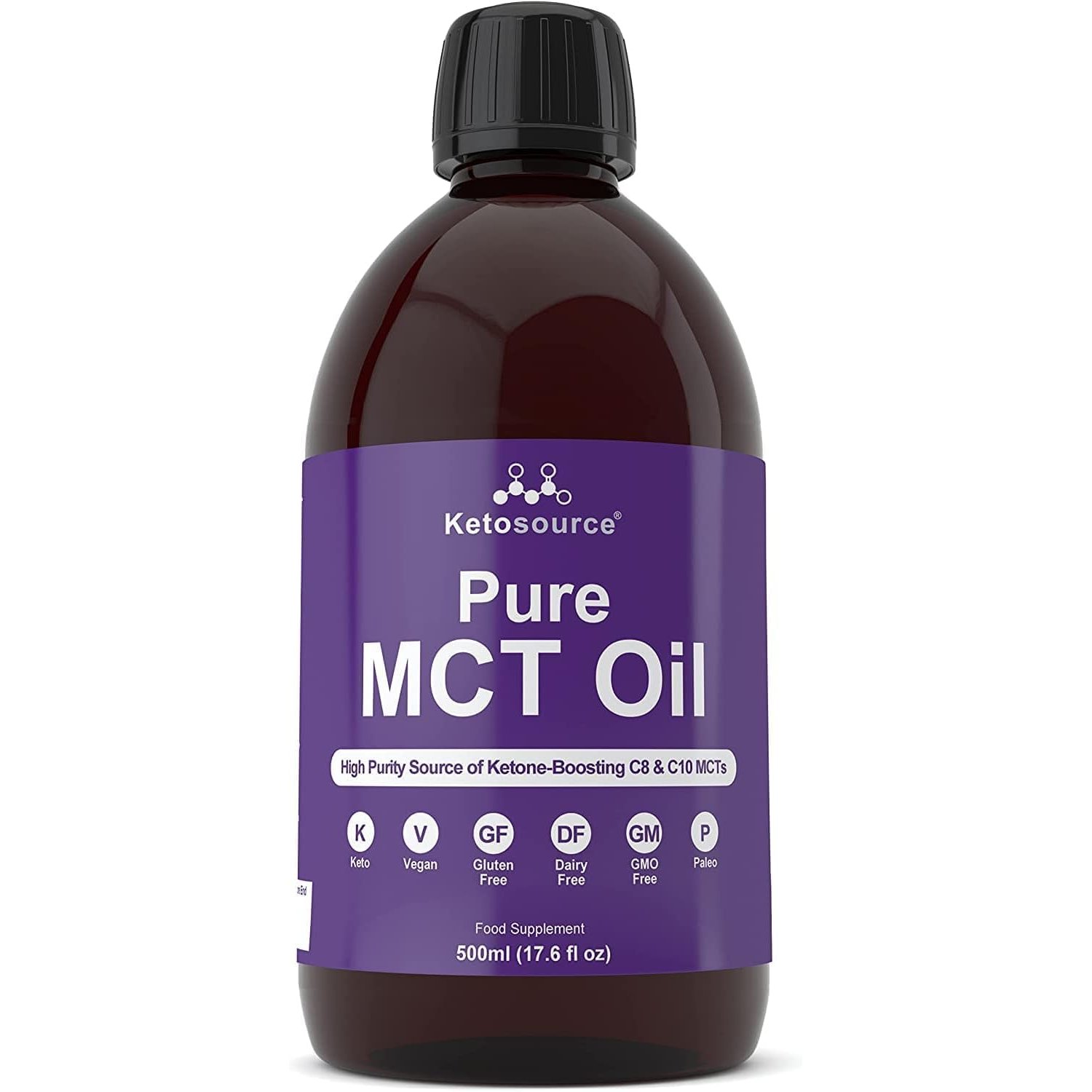 Ketosource® Pure MCT Oil | High Purity Source of Ketone-Boosting C8 & C10 MCTs | Supports Keto Nutrition & Fasting | Vegan Safe & Gluten Free (500ml)
