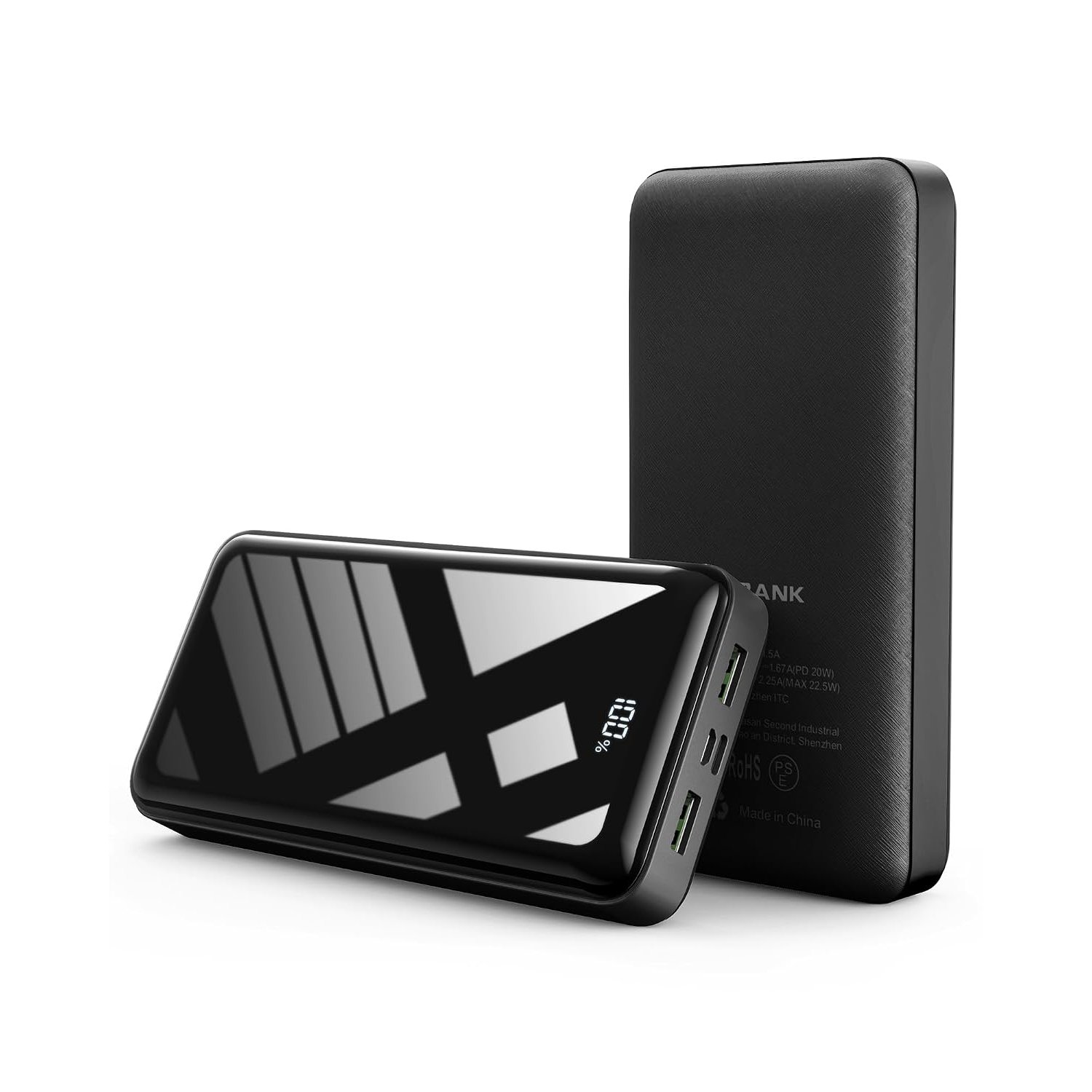 Power Bank 27,000mAh Fast Charging 22.5W, QC 4.0 USB C Input & Output PD 20W, Portable Charger Mobile Phone Battery Black Compatible for Smartphone, iPad and more