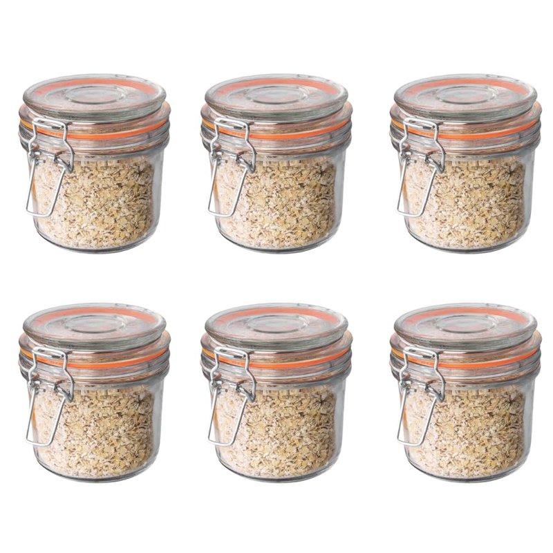 Chef-hub Glass Clip Storage Jar Set, 350ml Capacity, 6 Pack, Perfect for Jams, Preserves, Herbs & Spices