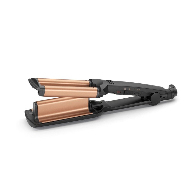 BaByliss Deep Waves Hair Waver – Ceramic Coated Barrel, 3 Heat Settings (160°C-200°C), Frizz-Free Mermaid & Beach Waves, Fast Heat-Up – Black & Gold, 2447CU