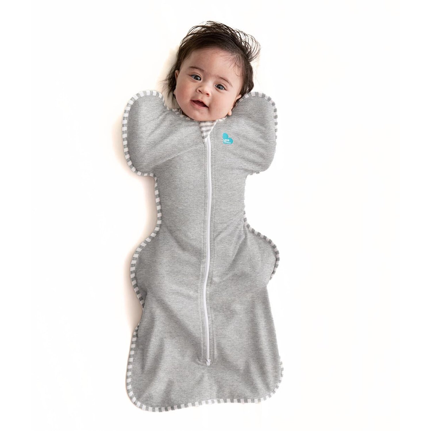 Love To Dream™ Swaddle UP™, Small 3.5-6 kg - Grey, Snug Fit, Supports Healthy Sleep Routine, 1.0 Tog - Ideal for 20-24°C Temperatures, Machine Washable Cotton & Double Zip for Easy Nappy Changes