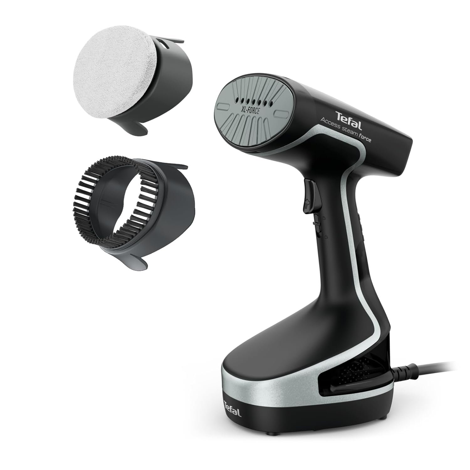Tefal Access Steam Force Handheld Clothes Steamer, Powerful 90g/min Steam Boost, Ready To Use In 25 Seconds, Black And Silver, DT8250