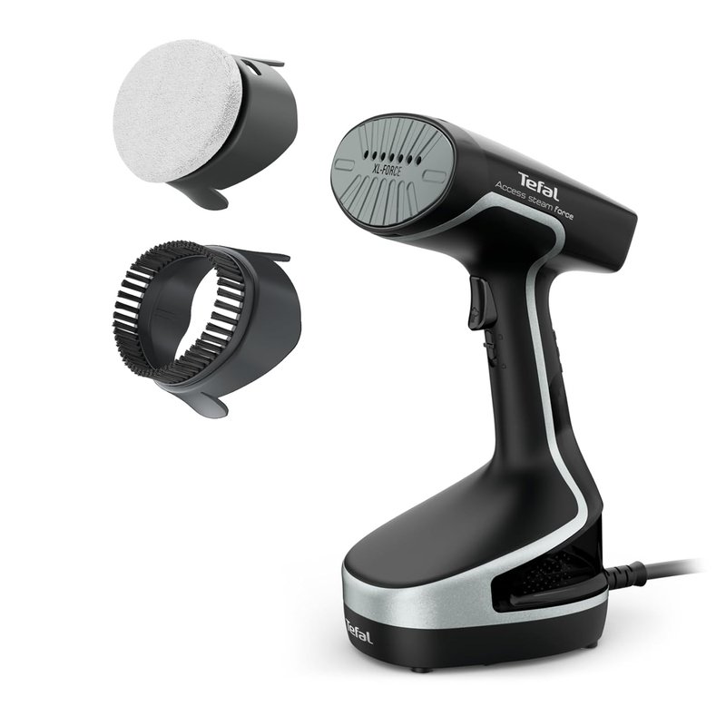 Tefal Access Steam Force Handheld Clothes Steamer, Powerful 90g/min Steam Boost, Ready To Use In 25 Seconds, Black And Silver, DT8250