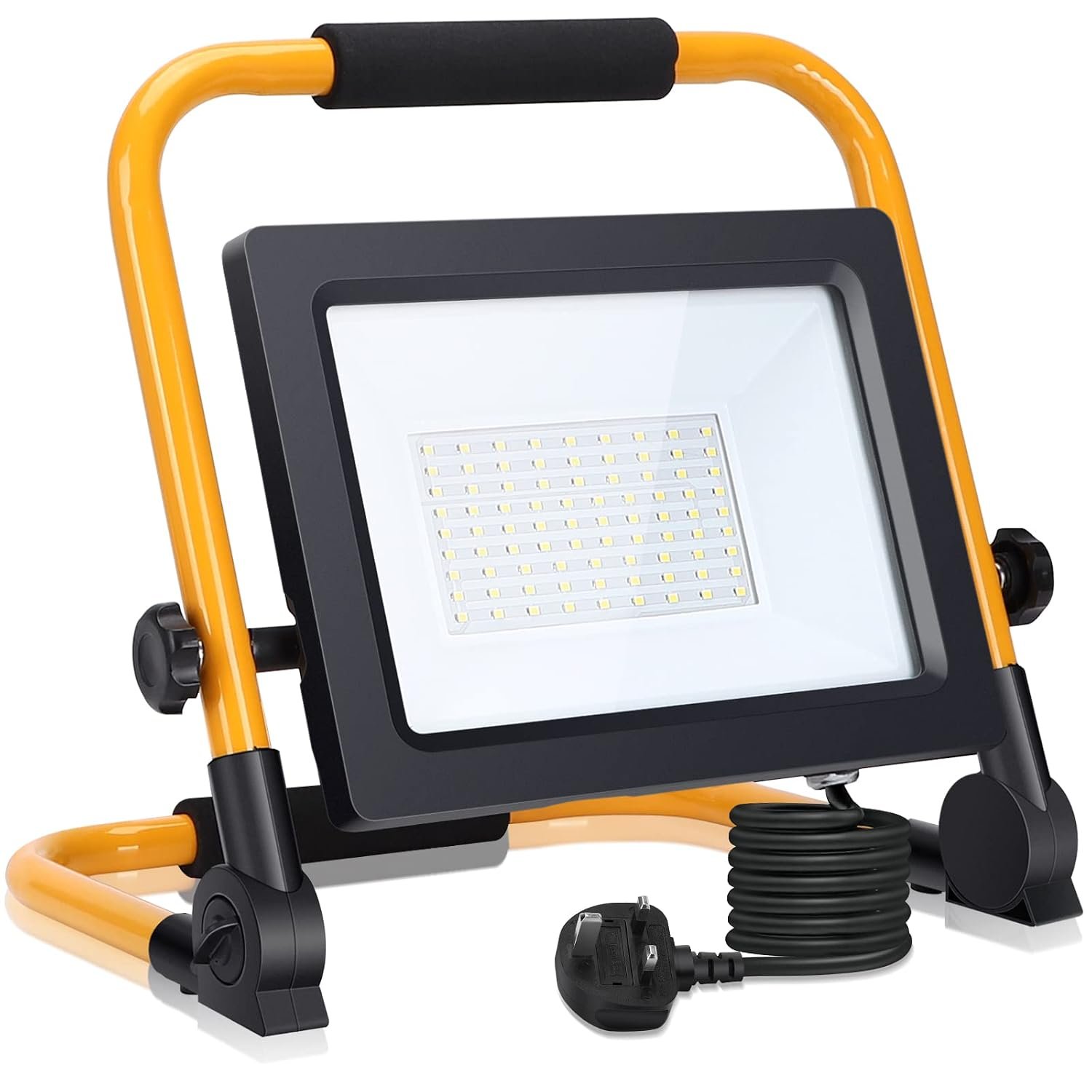 Aigostar Folding Floodlight, 50W 4500LM IP65 Waterproof LED Job Site Light, 5.9ft Cord Plug, Cool White Portable Work Floodlight for Outdoor Garden