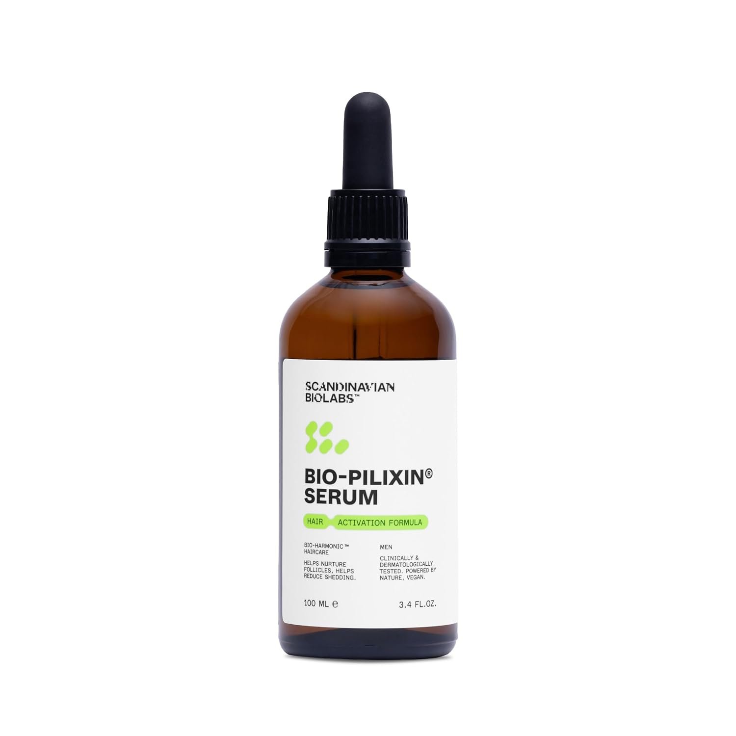 Scandinavian Biolabs Bio-Pilixin® Serum For Men | Helps Reduce Hair Loss Due to Breakage, Activate Hair Growth, Stem Cell Technology, Drug-Free, Clinically Tested, 100 mL / 3.4 Oz (1-Month)