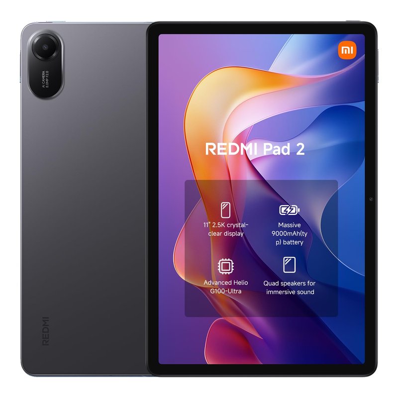 XIAOMI Redmi Pad 2, 4+128GB, Gray, 11" 2.5K crystal-clear display, Massive 9000mAh(typ) battery, Advanced Helio G100-Ultra, Quad speakers for immersive sound (No power adapter included)
